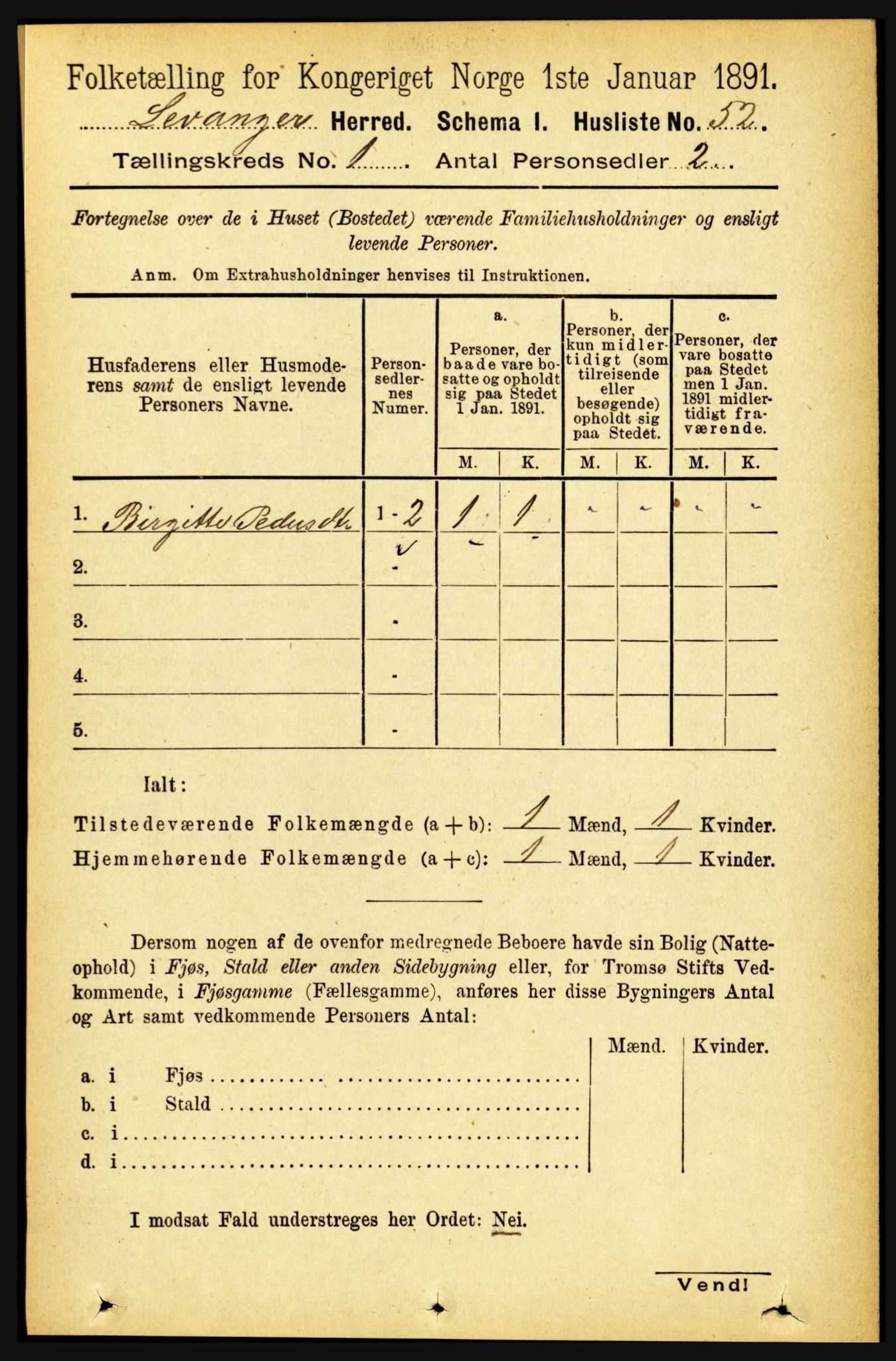 RA, 1891 census for 1720 Levanger, 1891, p. 73