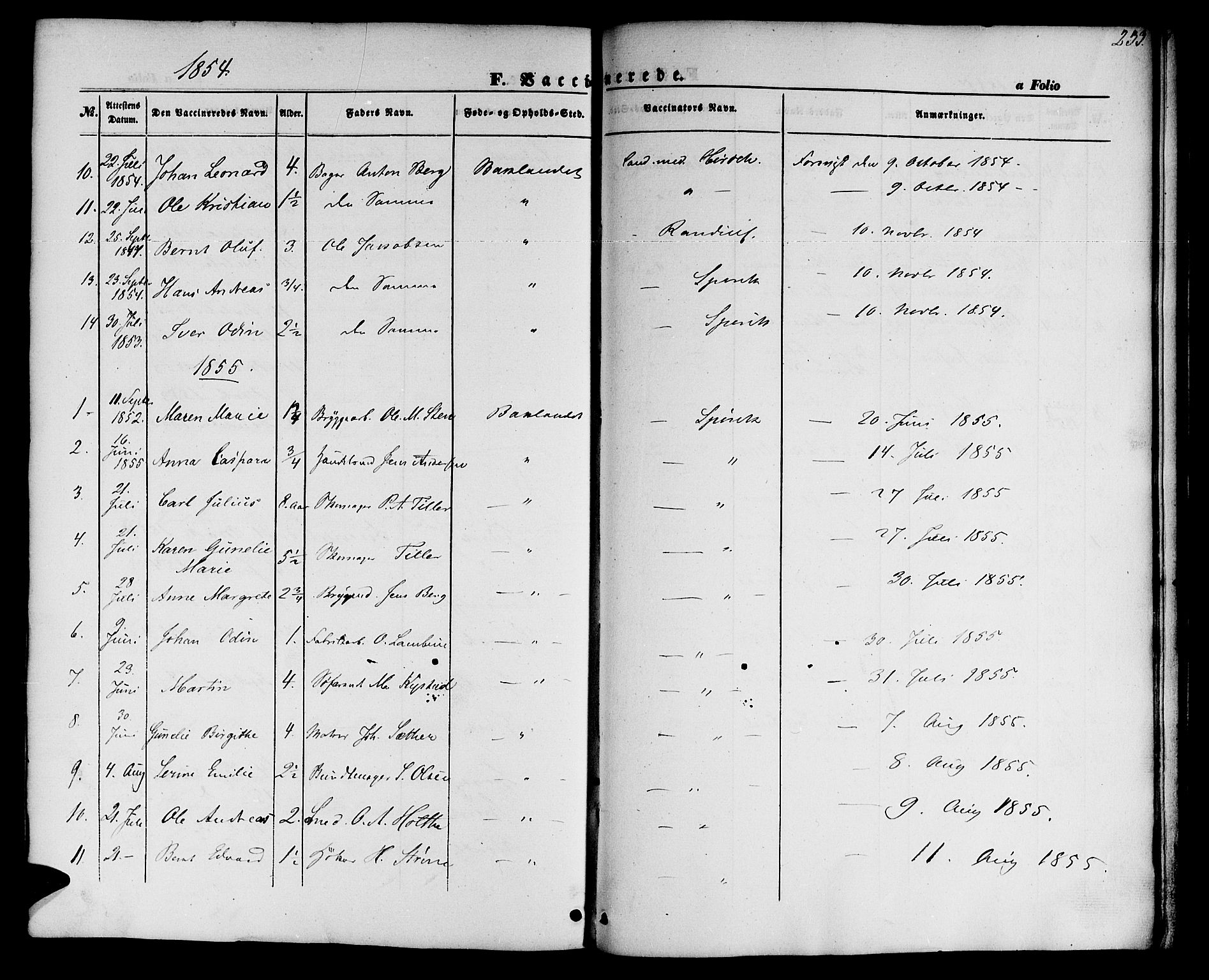 Ministerialprotokoller, klokkerbøker og fødselsregistre - Sør-Trøndelag, SAT/A-1456/604/L0184: Parish register (official) no. 604A05, 1851-1860, p. 233