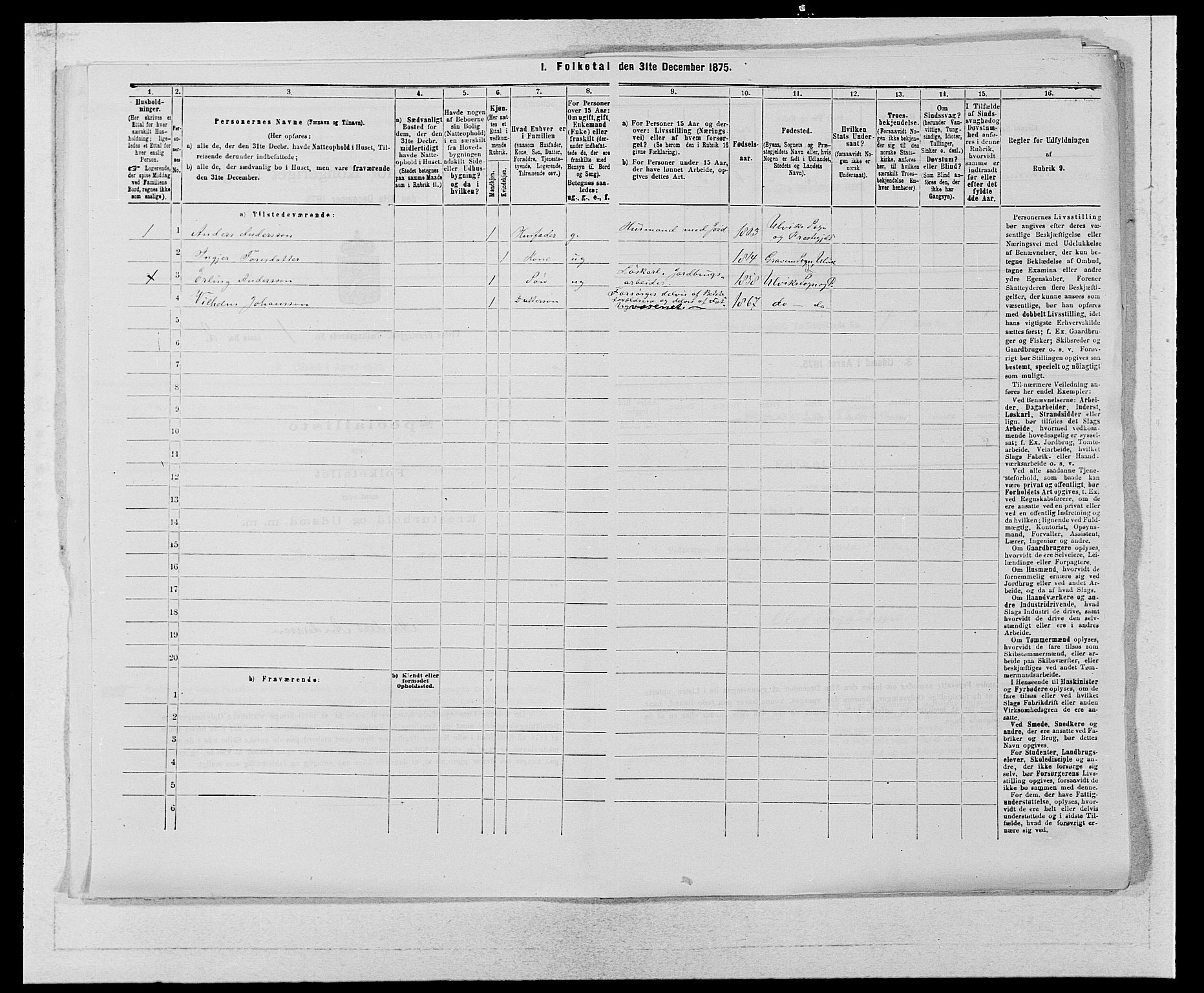 SAB, 1875 census for 1233P Ulvik, 1875, p. 32