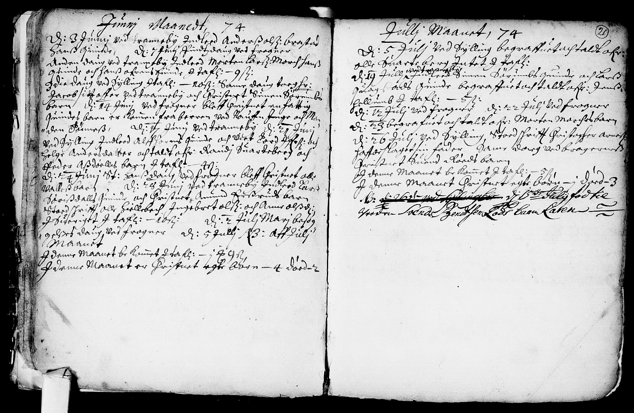 Lier kirkebøker, AV/SAKO-A-230/F/Fa/L0001: Parish register (official) no. I 1, 1672-1701, p. 21