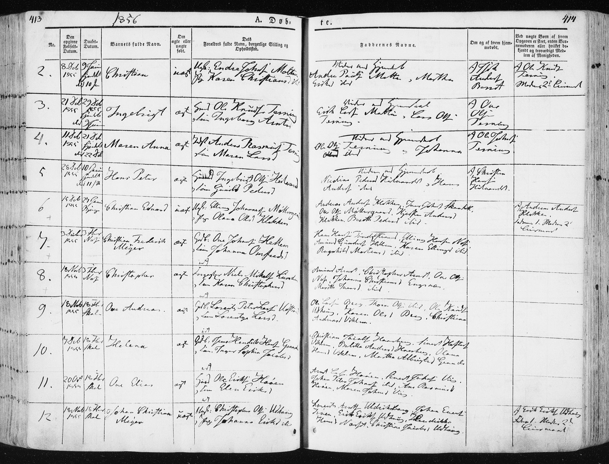 Ministerialprotokoller, klokkerbøker og fødselsregistre - Sør-Trøndelag, SAT/A-1456/659/L0736: Parish register (official) no. 659A06, 1842-1856, p. 413-414