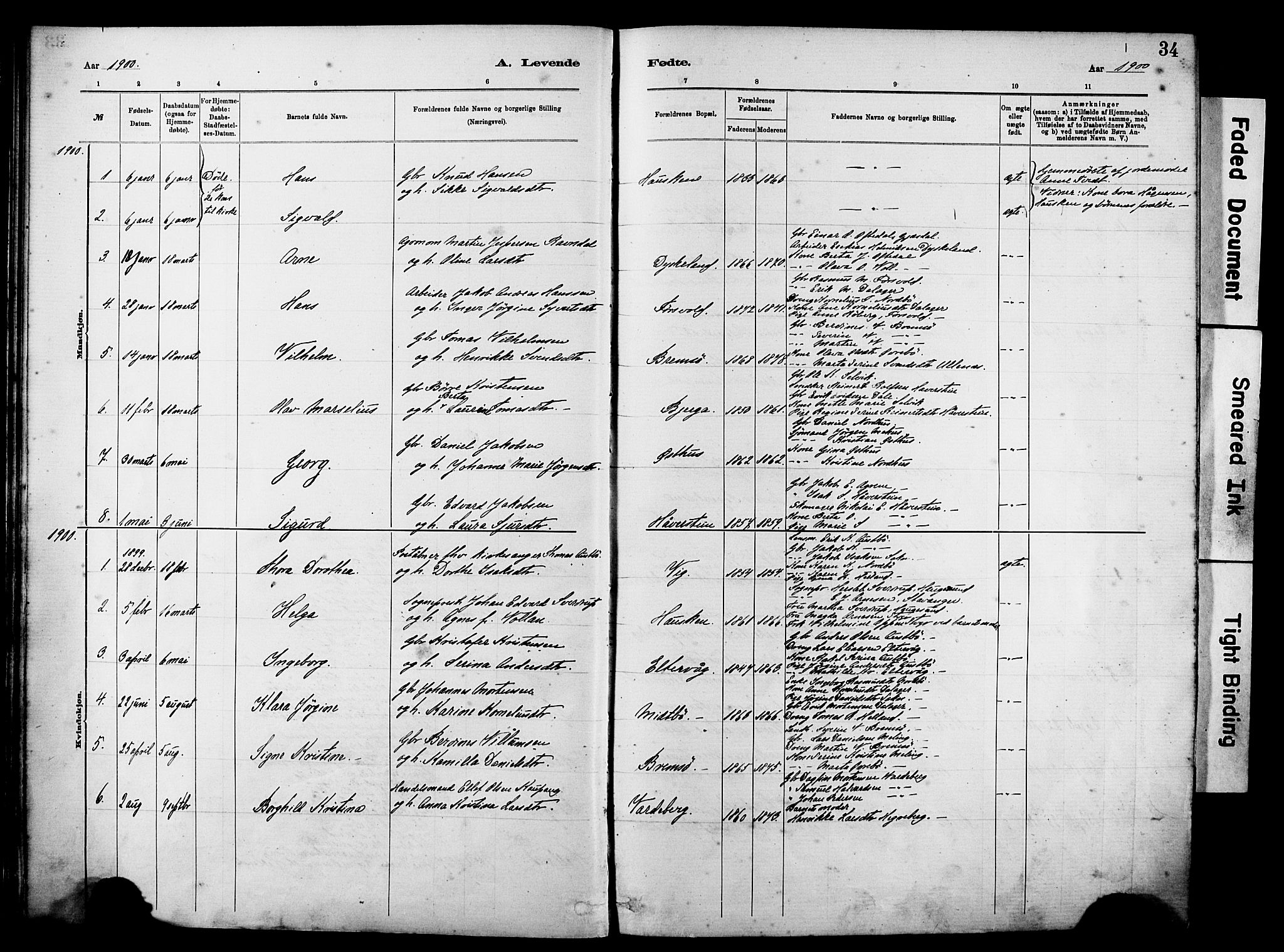 Rennesøy sokneprestkontor, SAST/A -101827/H/Ha/Haa/L0012: Parish register (official) no. A 13, 1885-1917, p. 34