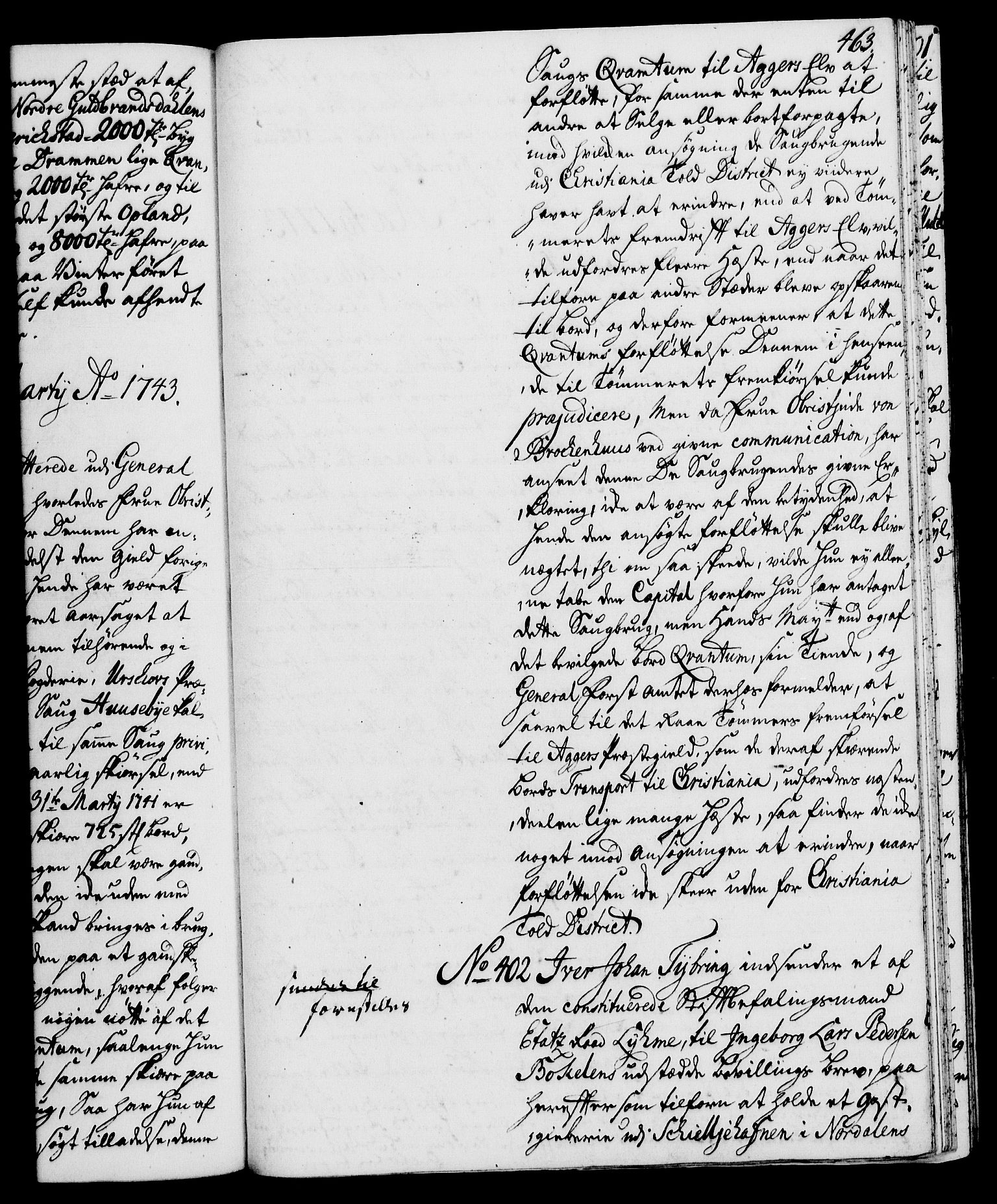 Rentekammeret, Kammerkanselliet, RA/EA-3111/G/Gh/Gha/L0024: Norsk ekstraktmemorialprotokoll (merket RK 53.69), 1742-1743, p. 463