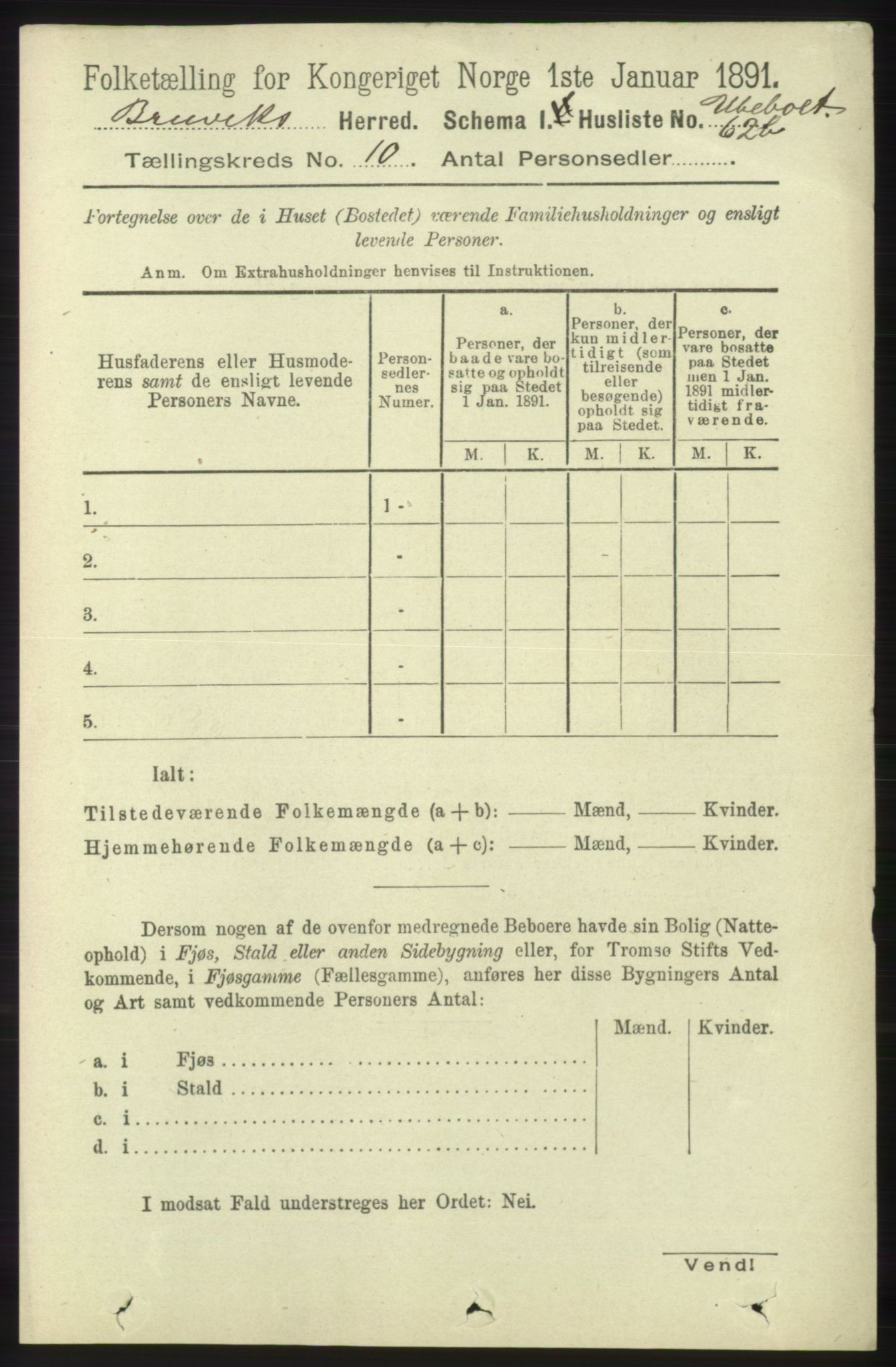 RA, 1891 census for 1251 Bruvik, 1891, p. 3651