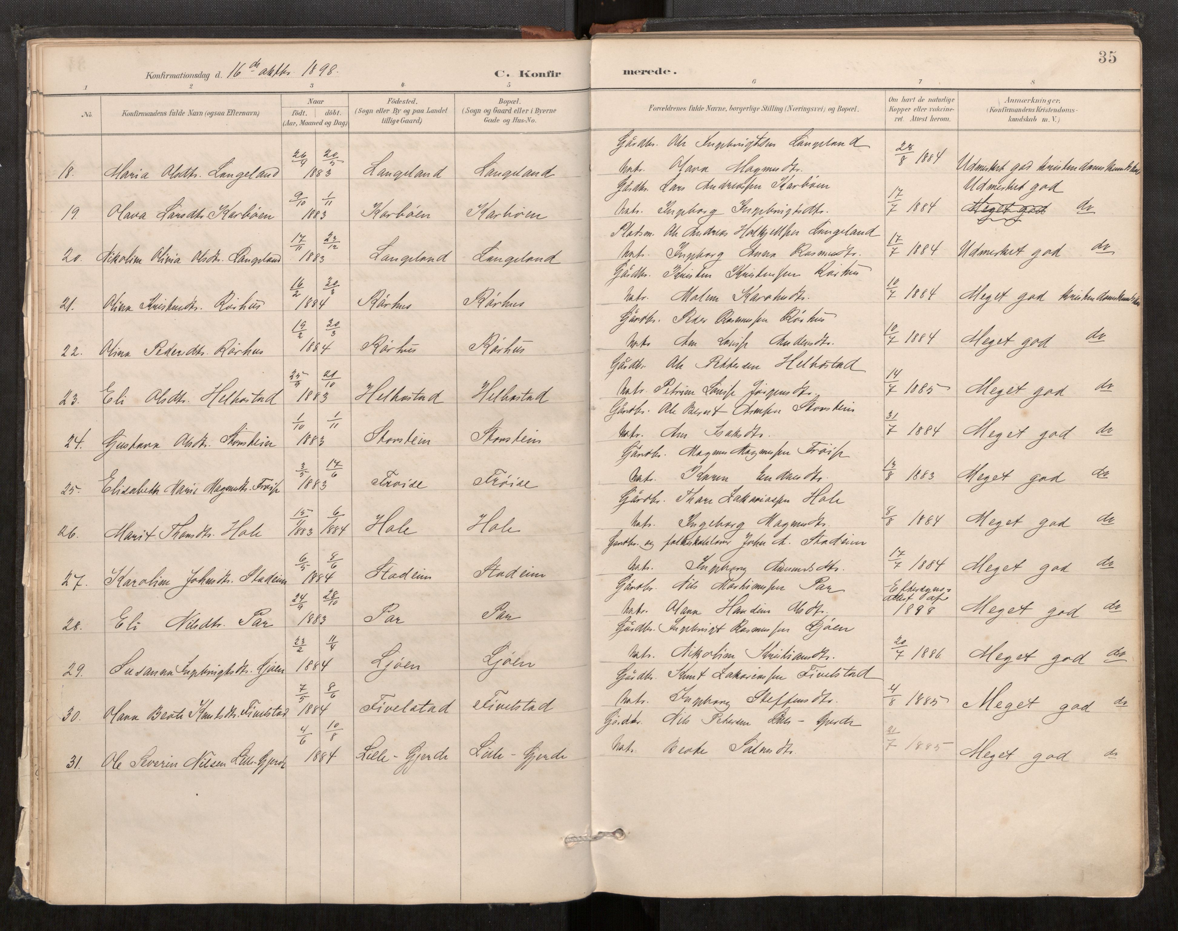 Sunnylven sokneprestkontor, AV/SAT-A-1007: Parish register (official) no. 517A09, 1887-1910, p. 35