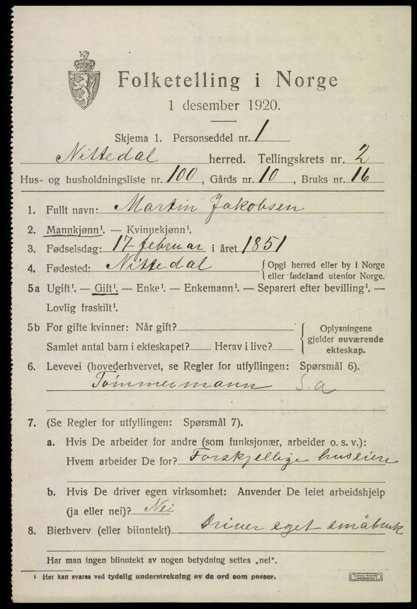 SAO, 1920 census for Nittedal, 1920, p. 2902