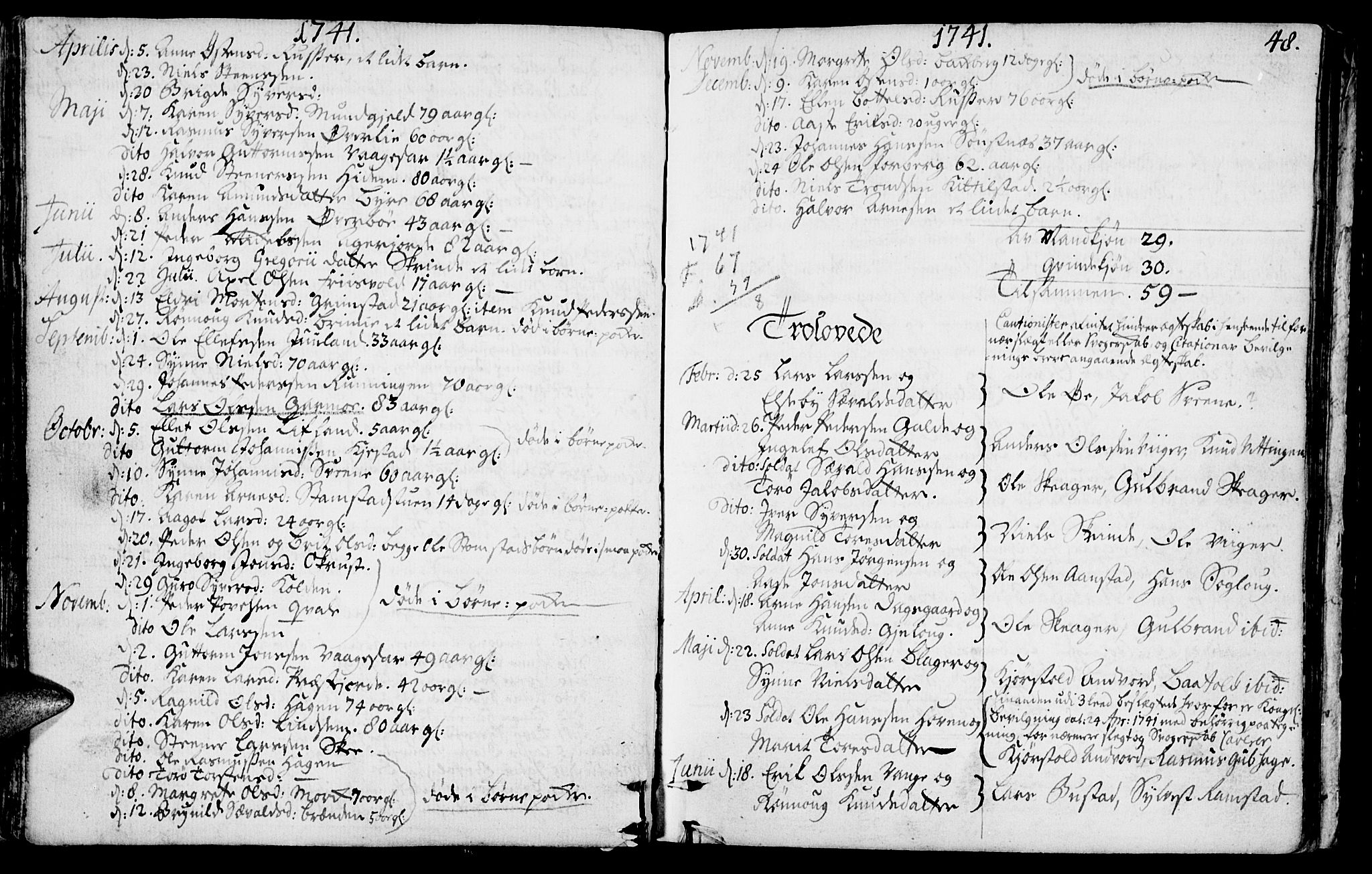 Lom prestekontor, SAH/PREST-070/K/L0001: Parish register (official) no. 1, 1733-1748, p. 48