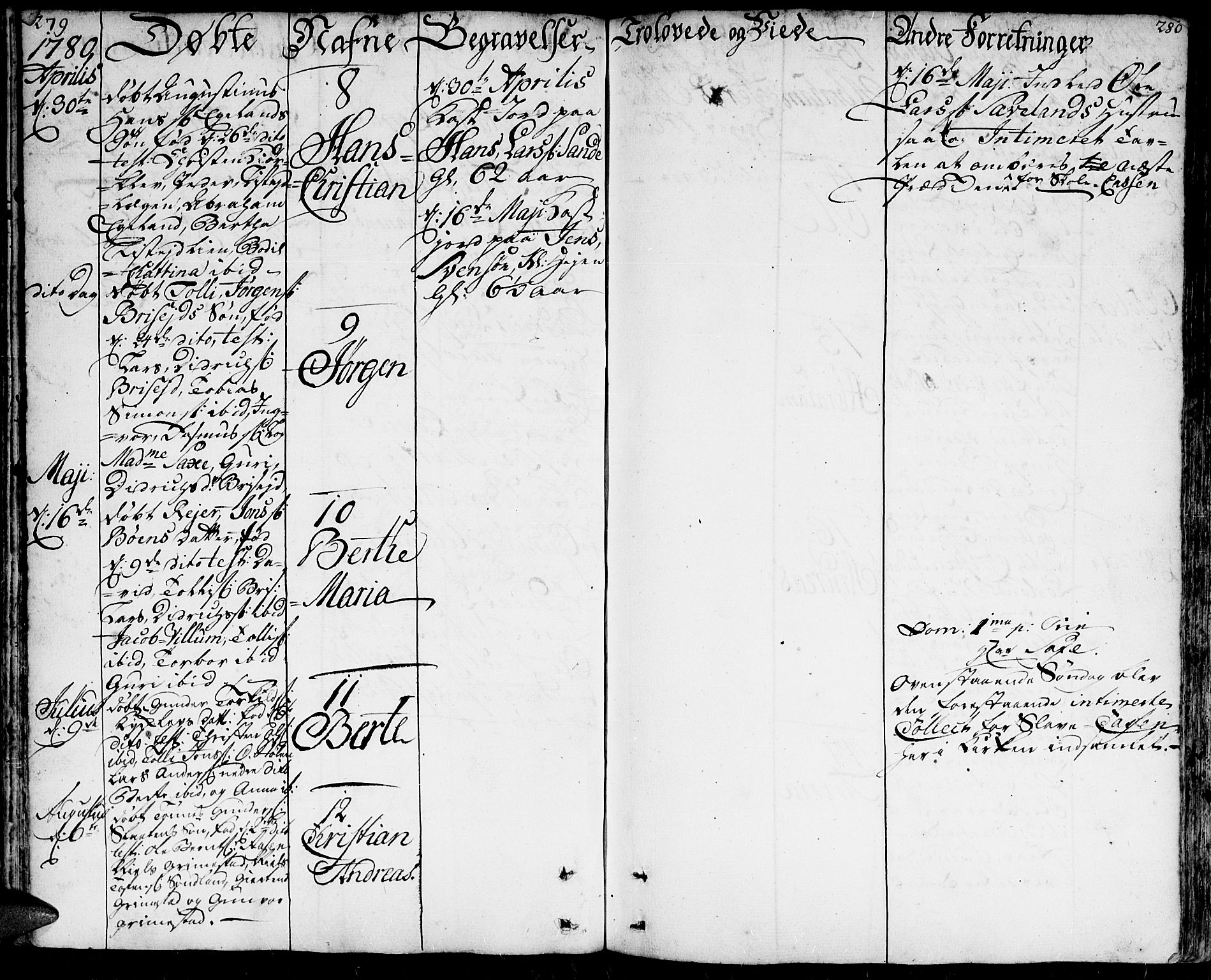 Herad sokneprestkontor, AV/SAK-1111-0018/F/Fa/Faa/L0001: Parish register (official) no. A 1 /1, 1768-1799, p. 279-280