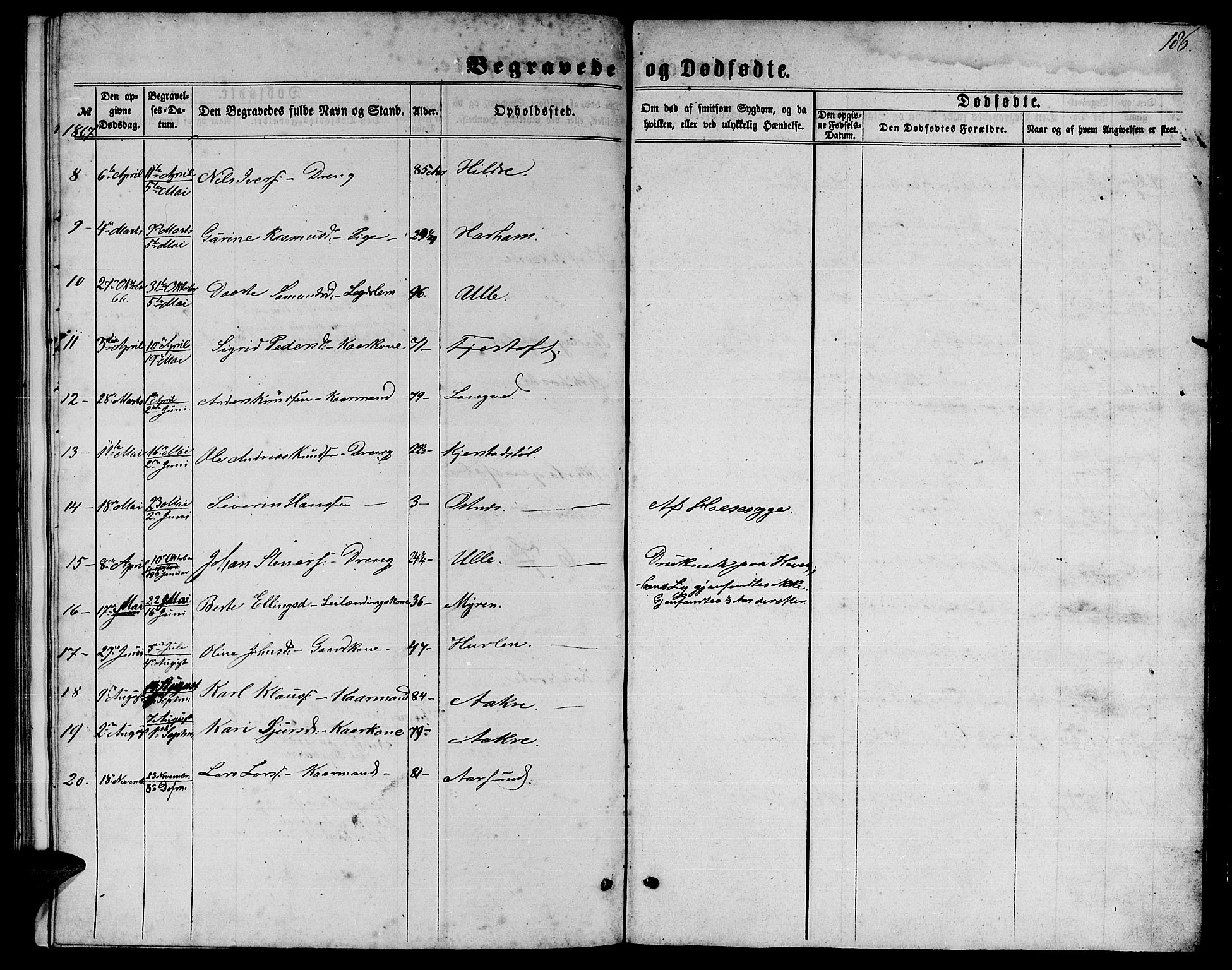 Ministerialprotokoller, klokkerbøker og fødselsregistre - Møre og Romsdal, AV/SAT-A-1454/536/L0508: Parish register (copy) no. 536C03, 1860-1870, p. 186