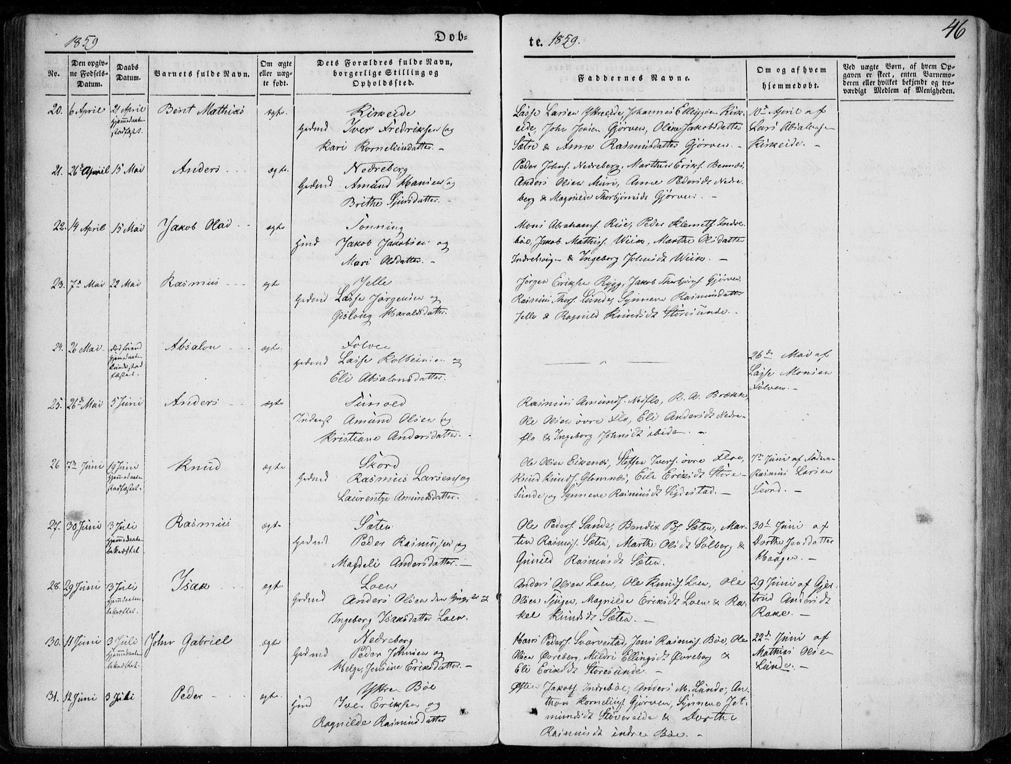 Stryn Sokneprestembete, AV/SAB-A-82501: Parish register (official) no. A 2, 1844-1861, p. 46