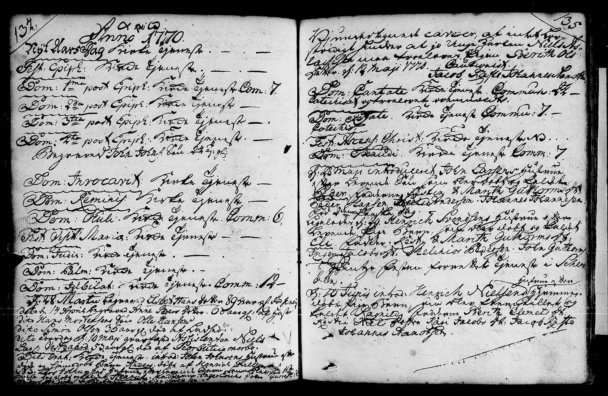 Loppa sokneprestkontor, AV/SATØ-S-1339/H/Ha/L0001kirke: Parish register (official) no. 1 /1, 1753-1784, p. 134-135