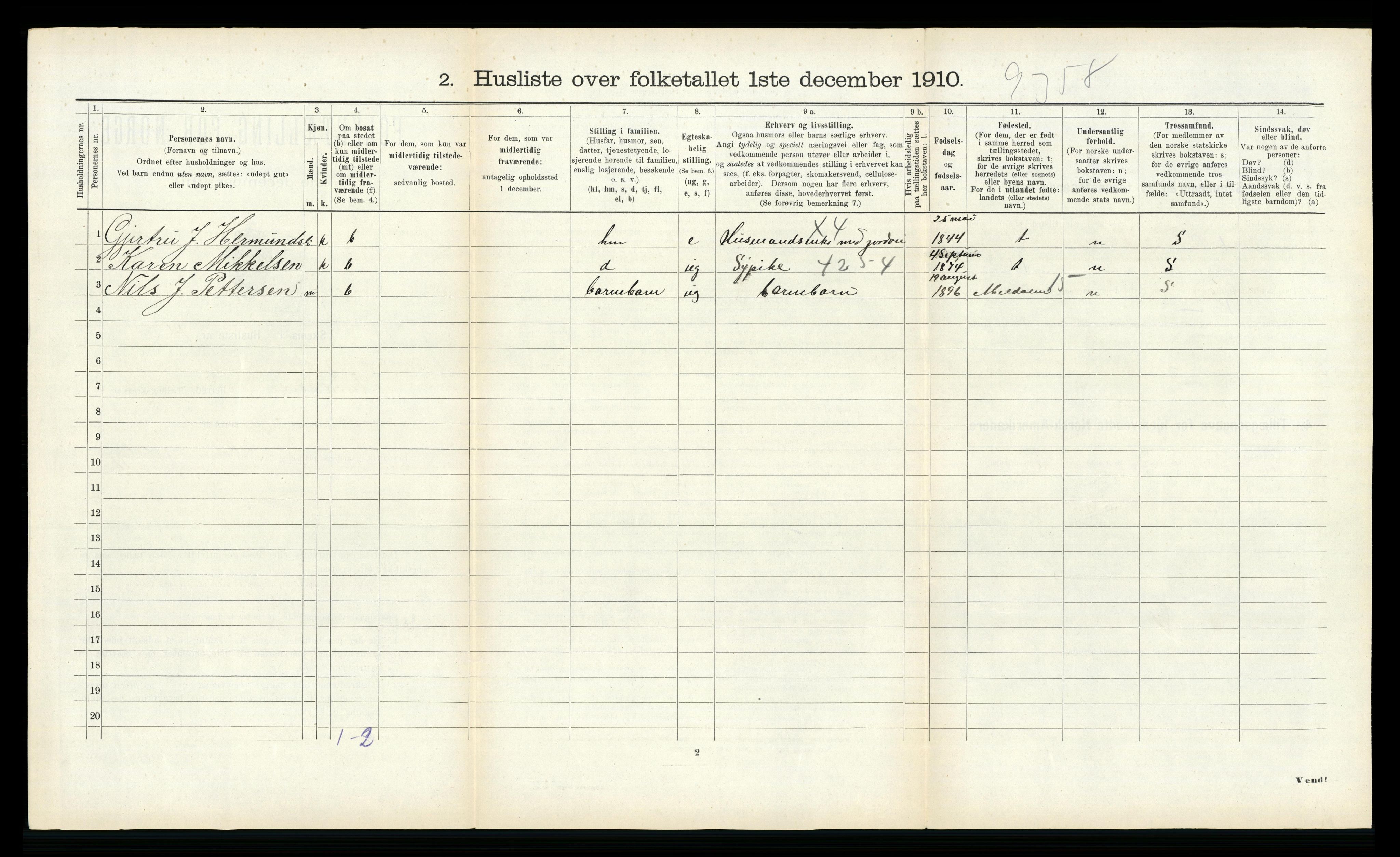 RA, 1910 census for Rindal, 1910, p. 466