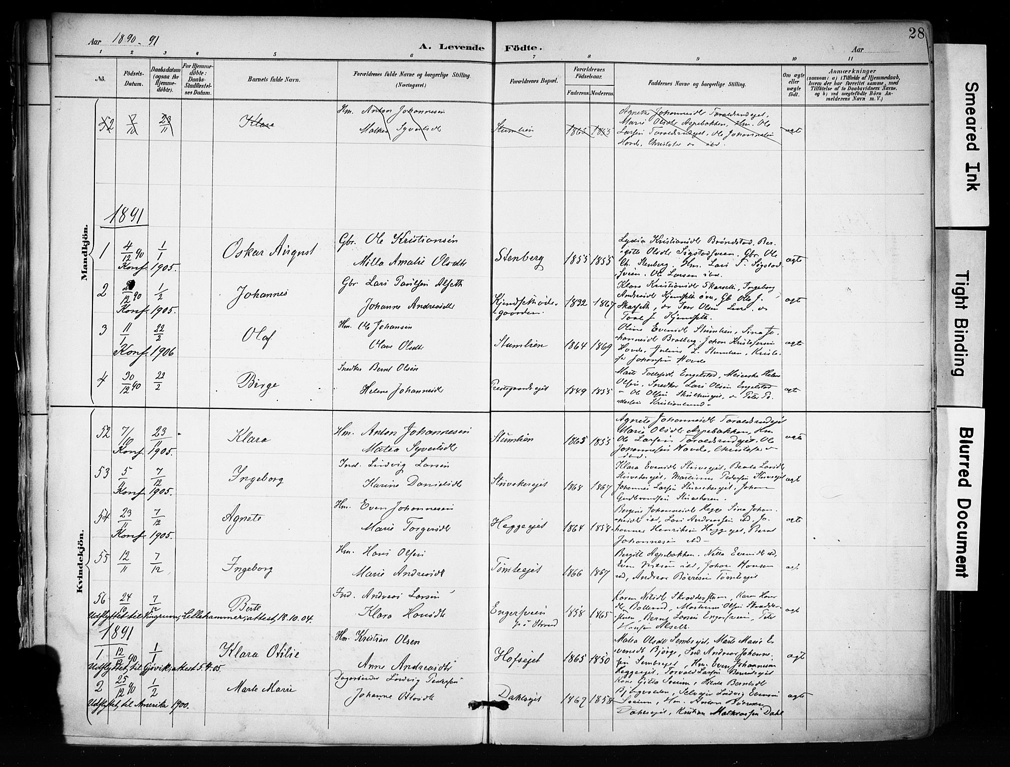Biri prestekontor, SAH/PREST-096/H/Ha/Haa/L0009: Parish register (official) no. 9, 1887-1900, p. 28