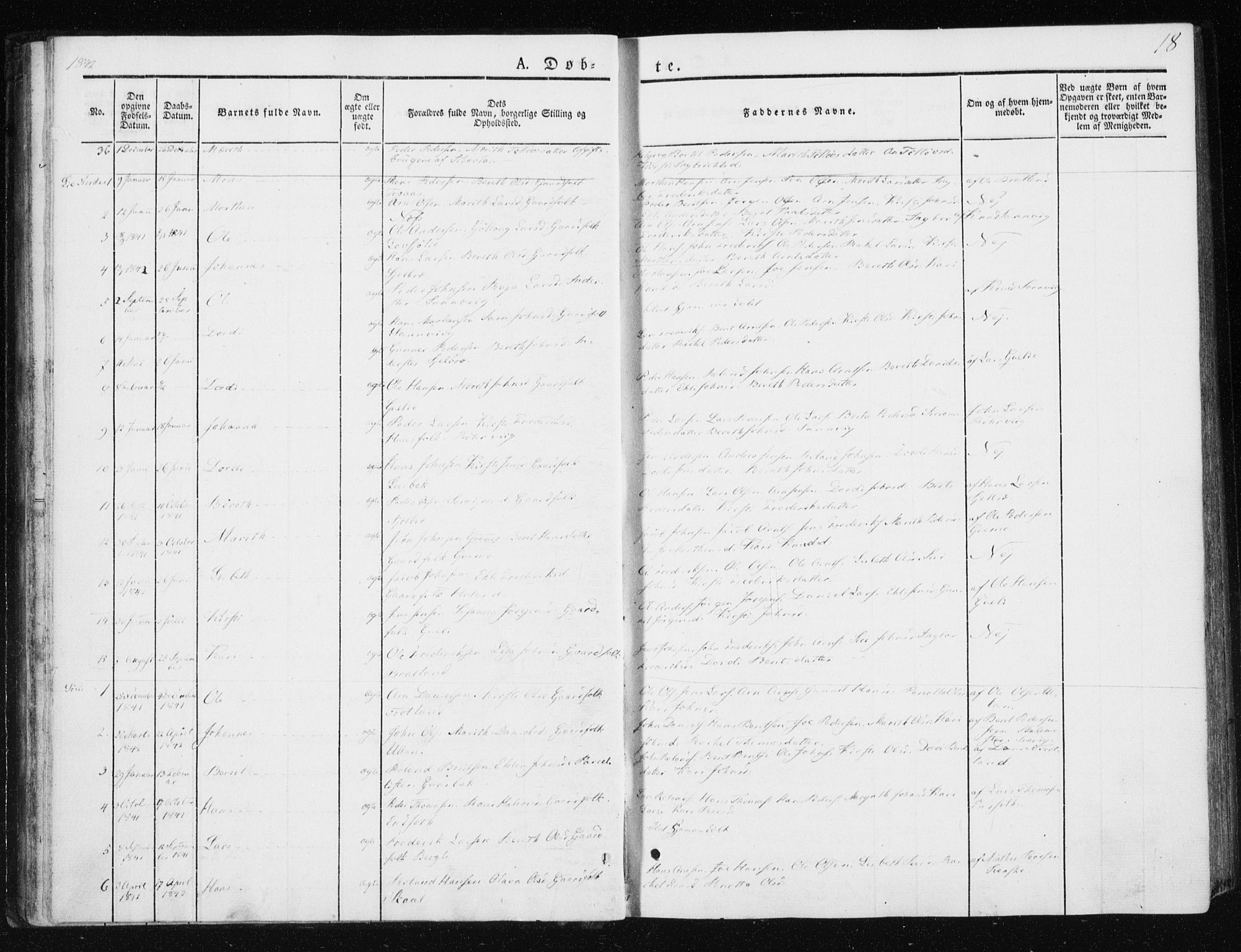 Ministerialprotokoller, klokkerbøker og fødselsregistre - Nord-Trøndelag, SAT/A-1458/749/L0470: Parish register (official) no. 749A04, 1834-1853, p. 18