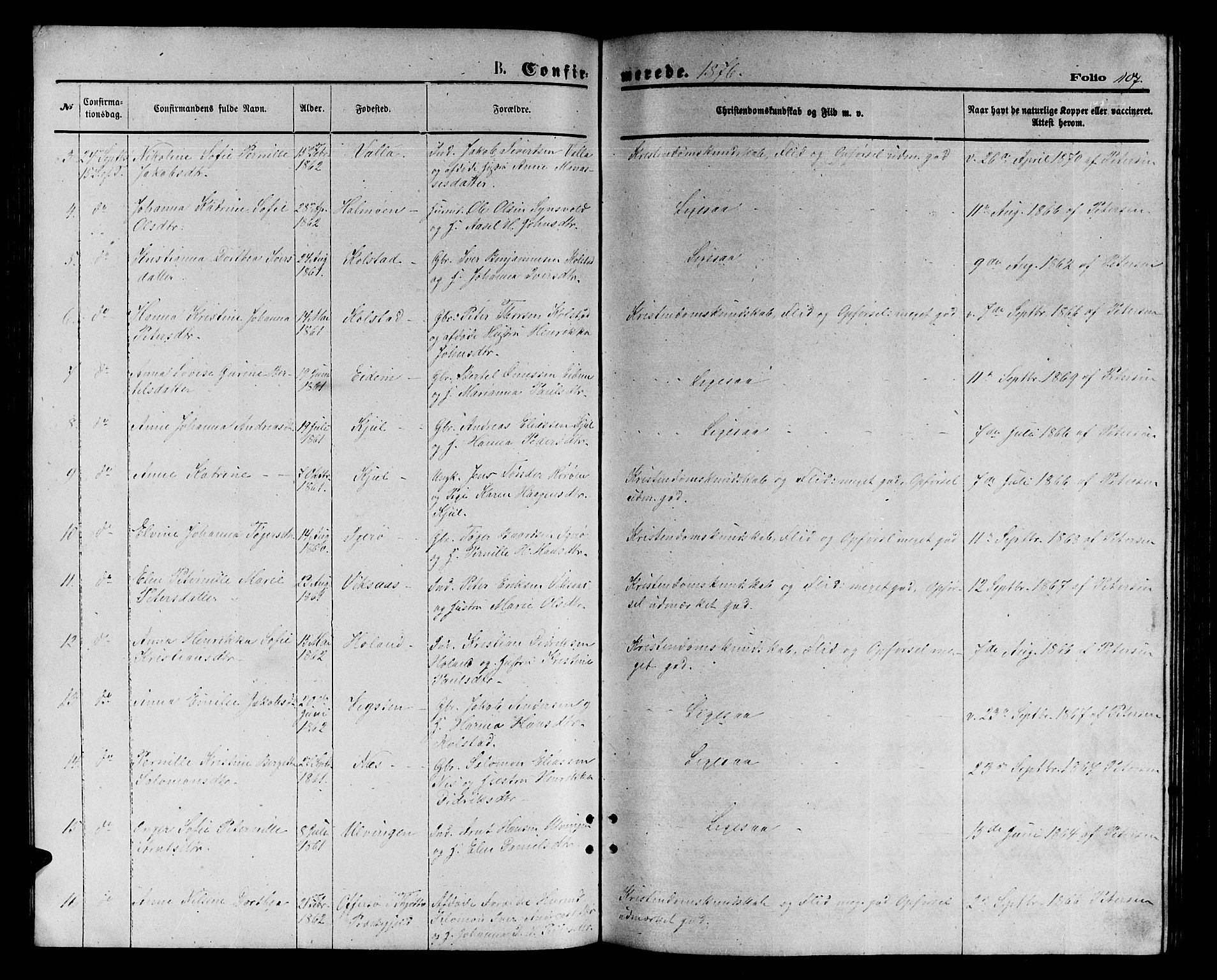 Ministerialprotokoller, klokkerbøker og fødselsregistre - Nordland, AV/SAT-A-1459/816/L0252: Parish register (copy) no. 816C02, 1871-1885, p. 107