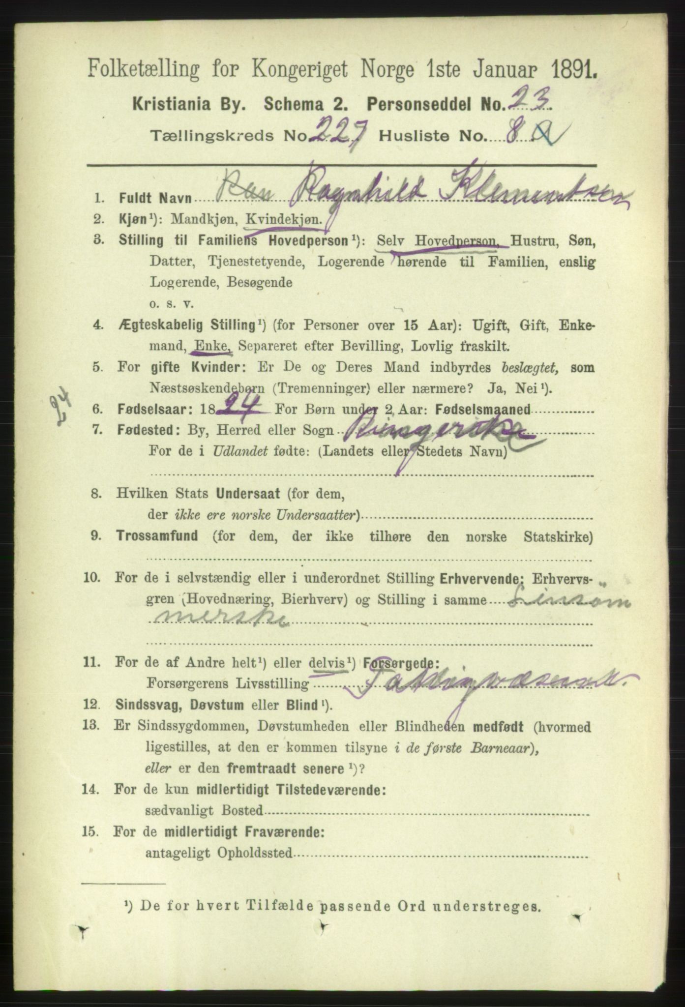 RA, 1891 census for 0301 Kristiania, 1891, p. 138844