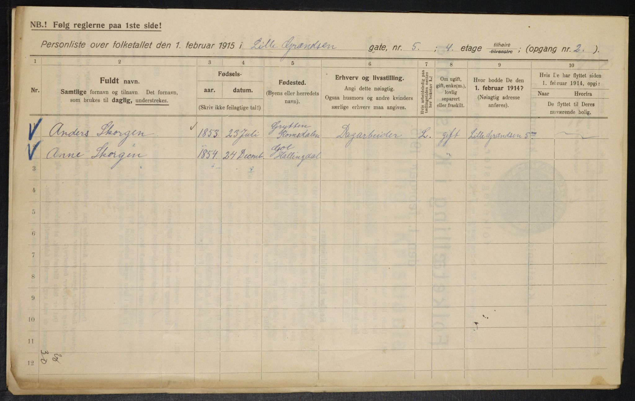 OBA, Municipal Census 1915 for Kristiania, 1915, p. 57059