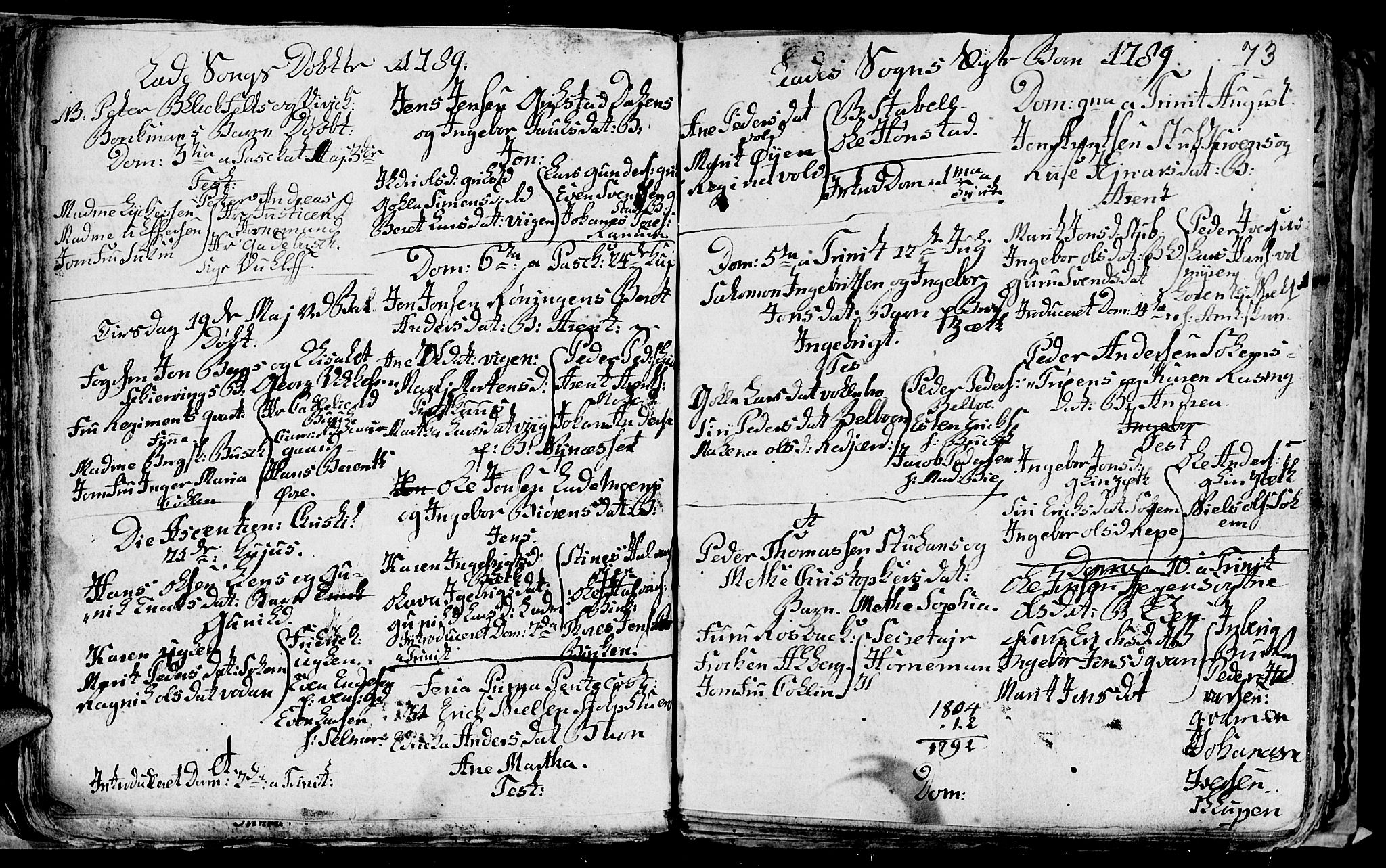 Ministerialprotokoller, klokkerbøker og fødselsregistre - Sør-Trøndelag, SAT/A-1456/606/L0305: Parish register (copy) no. 606C01, 1757-1819, p. 73
