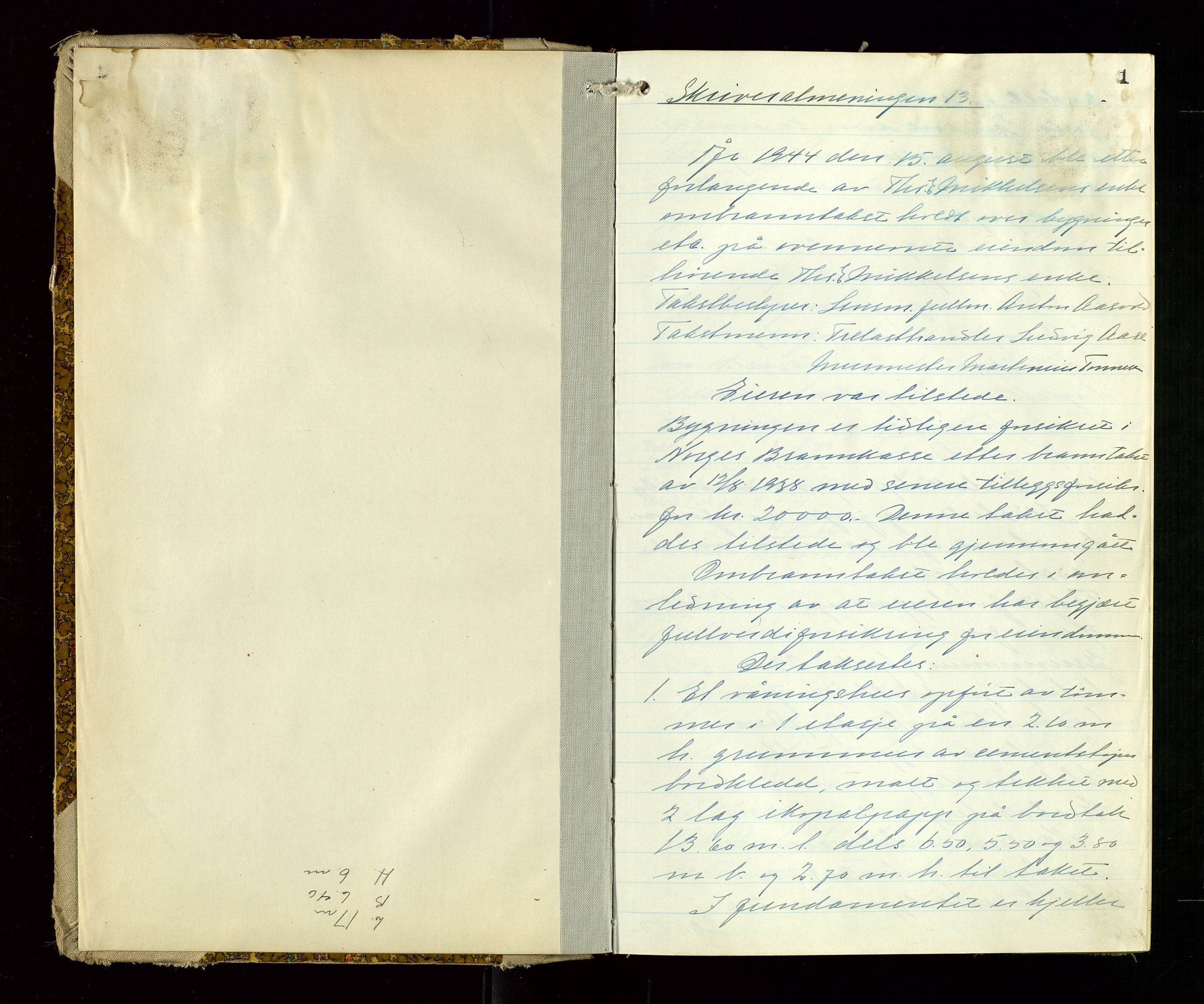 Eigersund lensmannskontor, AV/SAST-A-100171/God/L0013: "Branntakstprotokoll", 1944-1951, p. 1