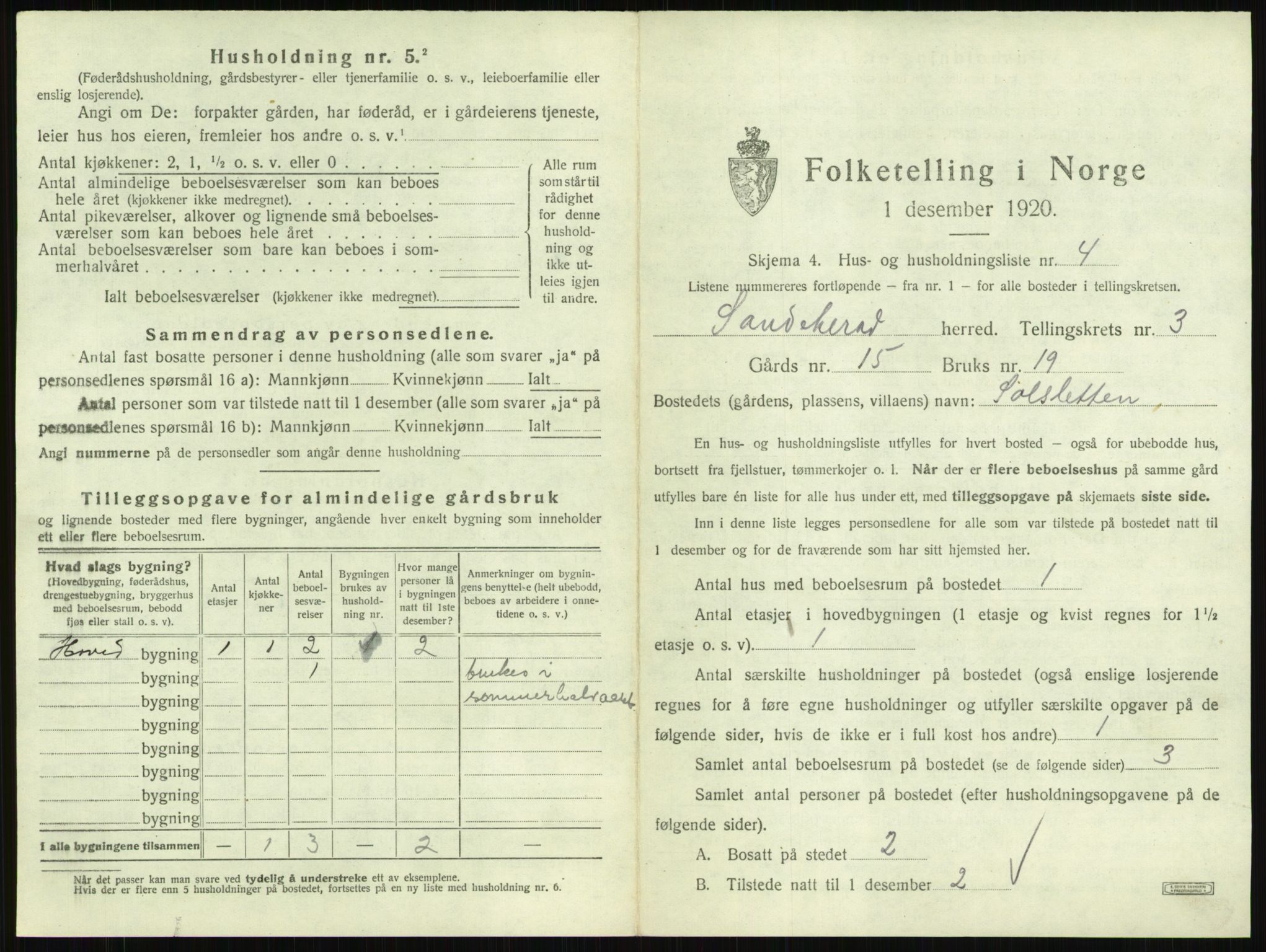 SAKO, 1920 census for Sandeherred, 1920, p. 389