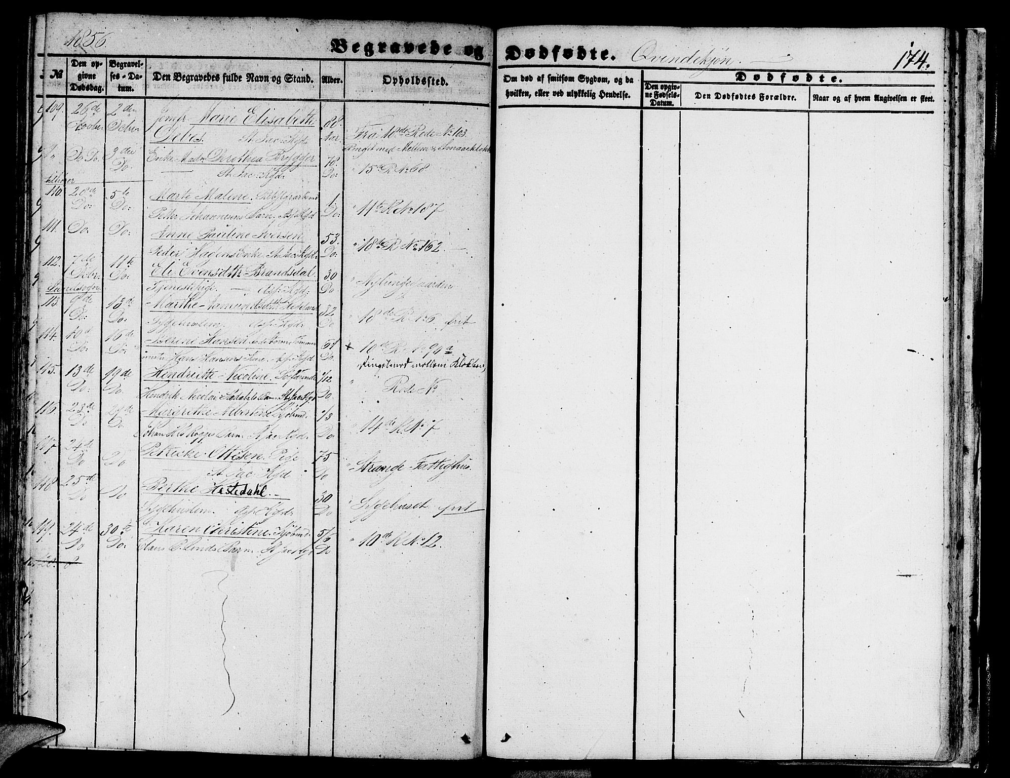 Domkirken sokneprestembete, AV/SAB-A-74801/H/Hab/L0038: Parish register (copy) no. E 2, 1847-1859, p. 174