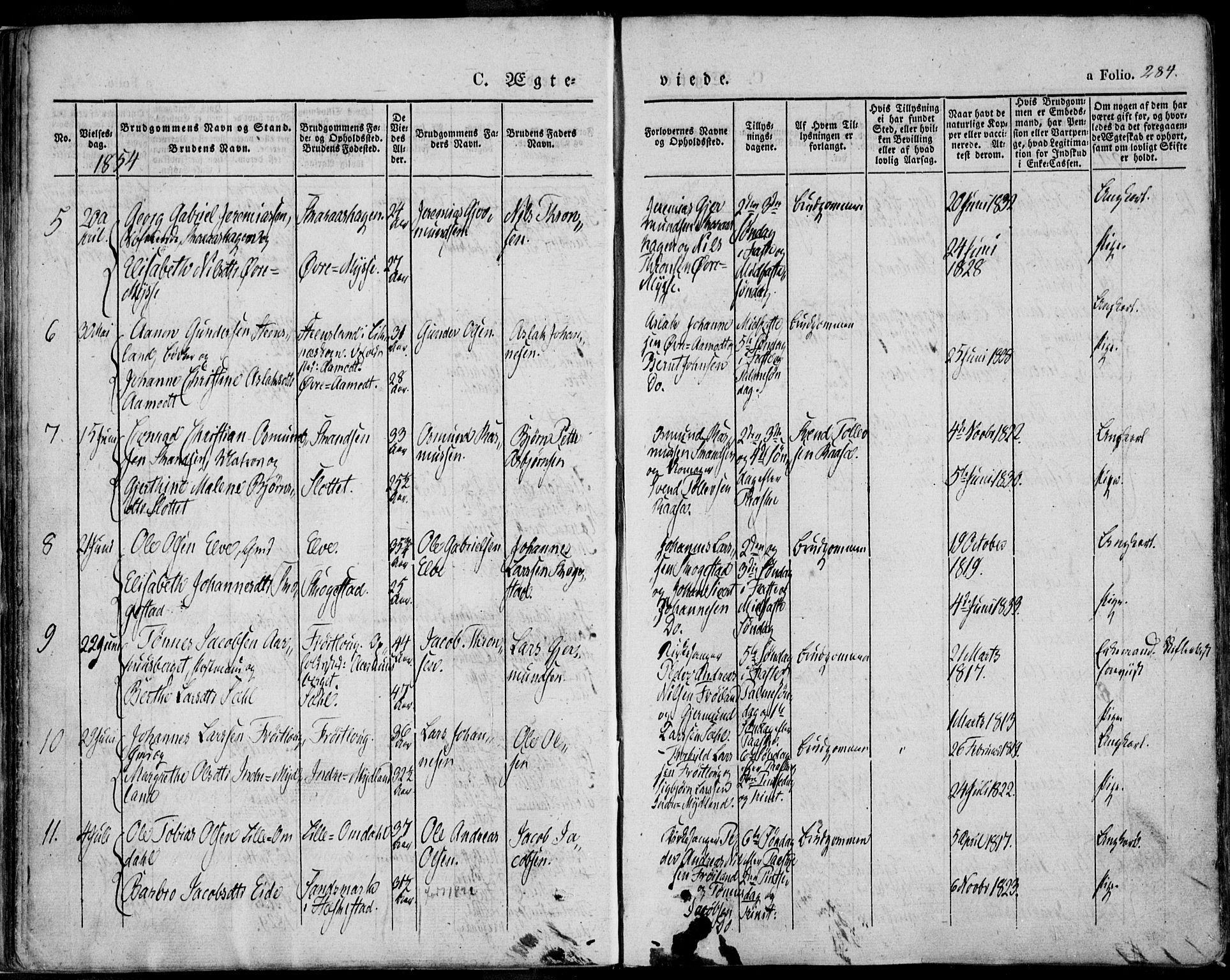 Sokndal sokneprestkontor, AV/SAST-A-101808: Parish register (official) no. A 8.2, 1842-1857, p. 284