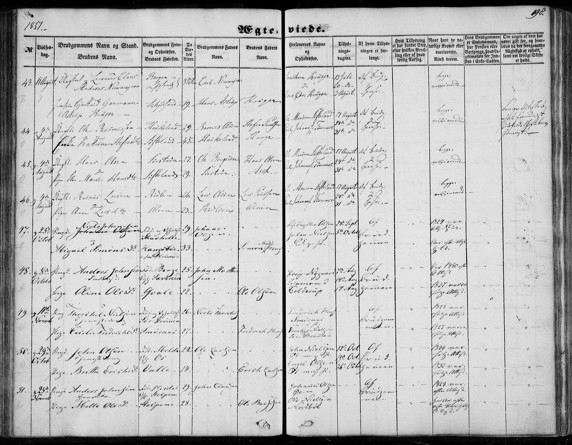 Os sokneprestembete, AV/SAB-A-99929: Parish register (official) no. A 16, 1851-1859, p. 198