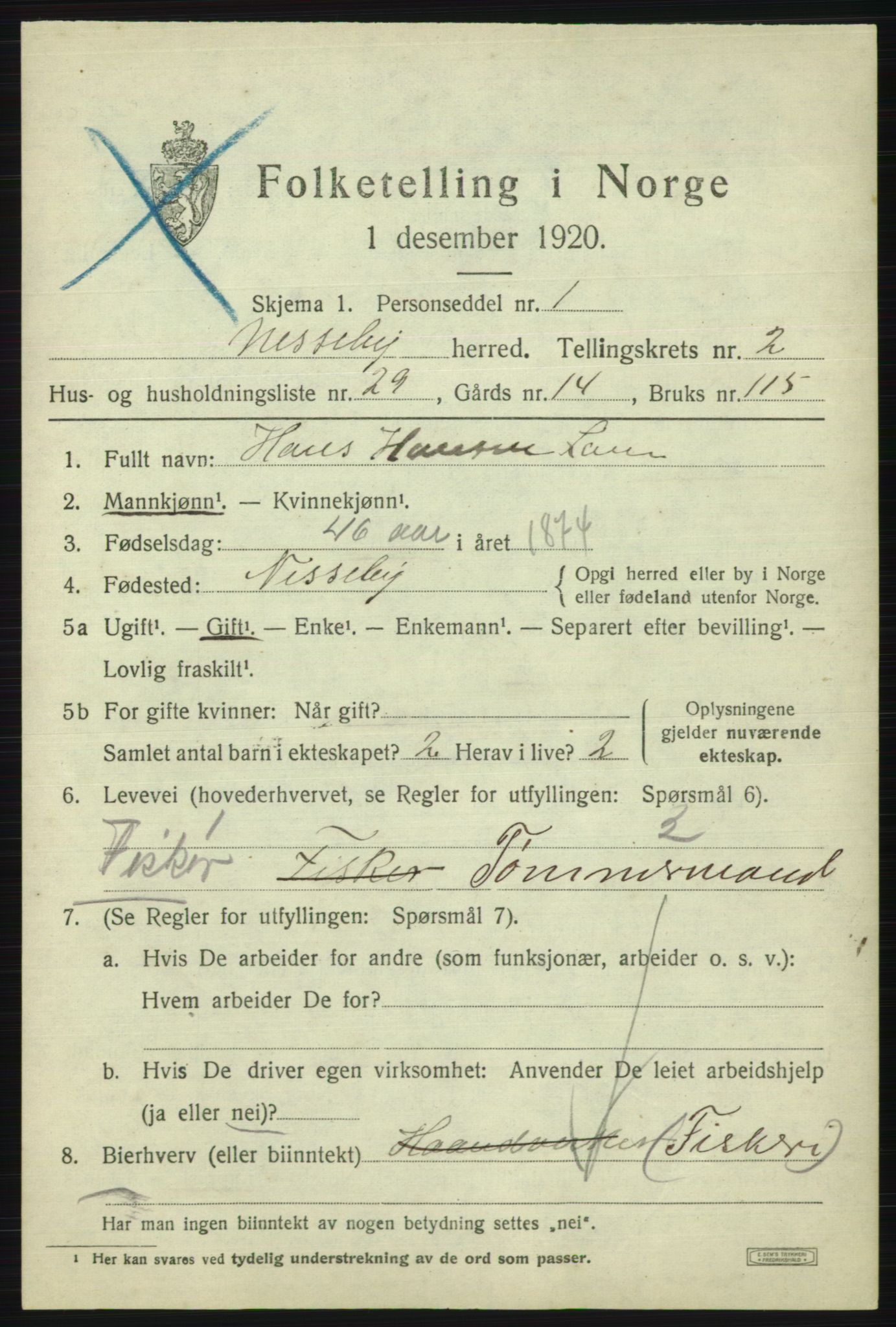 SATØ, 1920 census for Nesseby, 1920, p. 1204