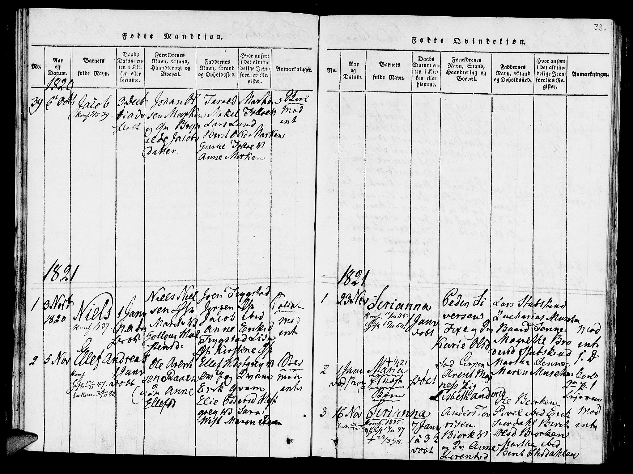 Ministerialprotokoller, klokkerbøker og fødselsregistre - Nord-Trøndelag, SAT/A-1458/723/L0234: Parish register (official) no. 723A05 /1, 1816-1840, p. 33