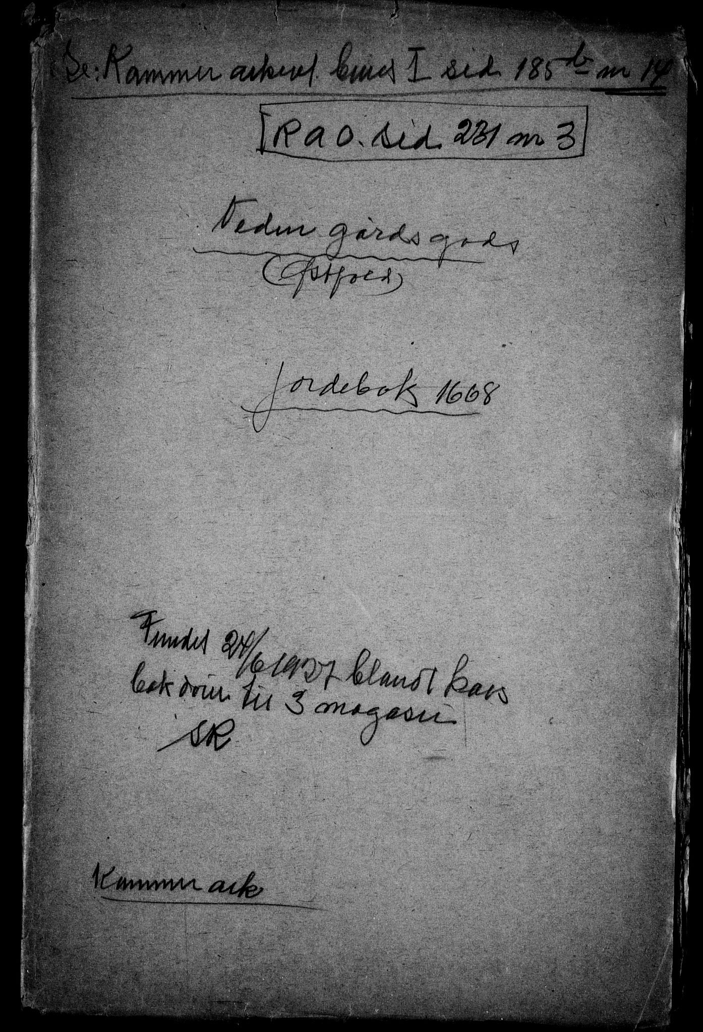 Rentekammeret inntil 1814, Realistisk ordnet avdeling, AV/RA-EA-4070/N/Na/L0004/0002: [XI i]: Forskjellige jordebøker fra 1600-tallet: / Jordebok for Veden gods, 1668