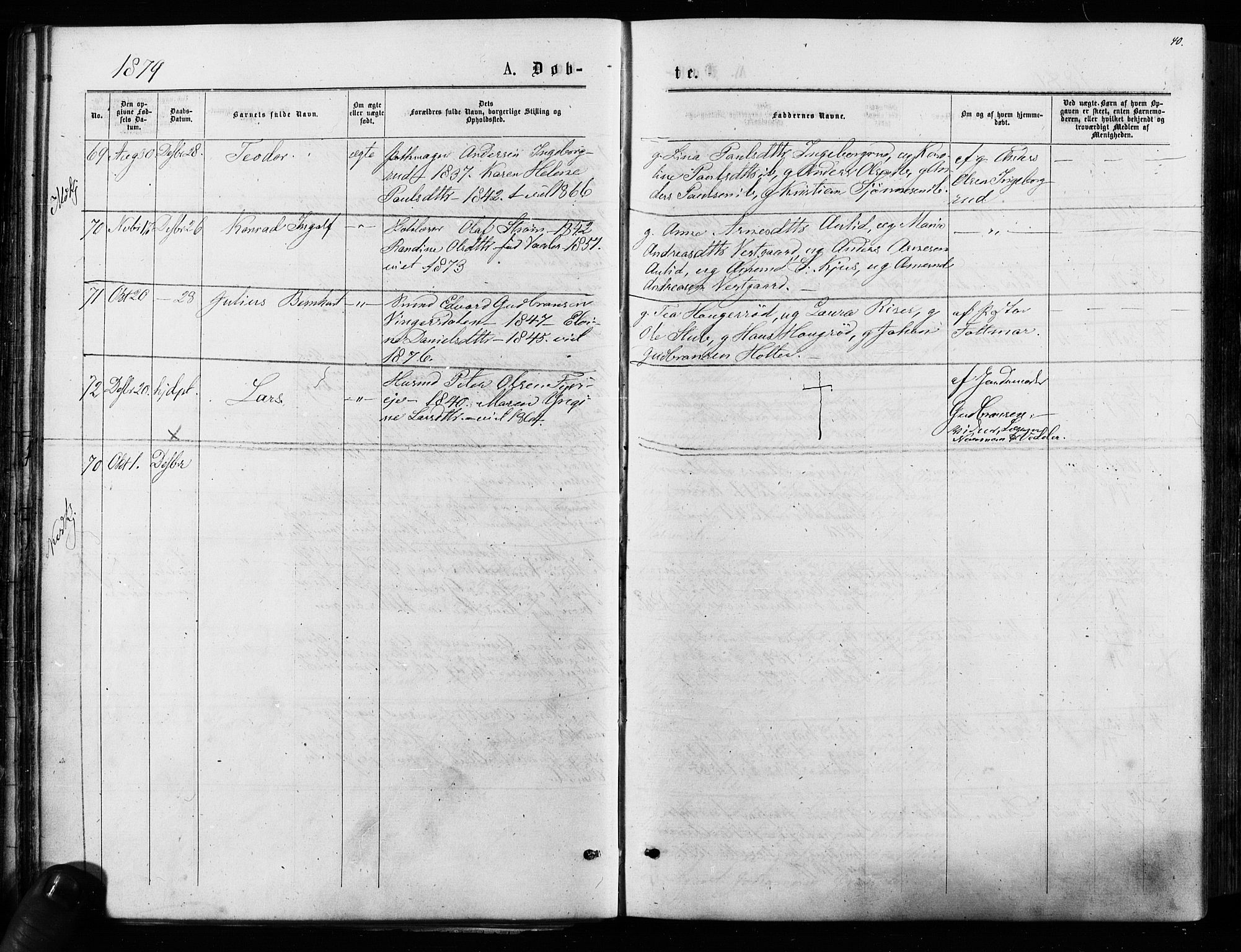 Nes prestekontor Kirkebøker, SAO/A-10410/F/Fa/L0009: Parish register (official) no. I 9, 1875-1882, p. 40