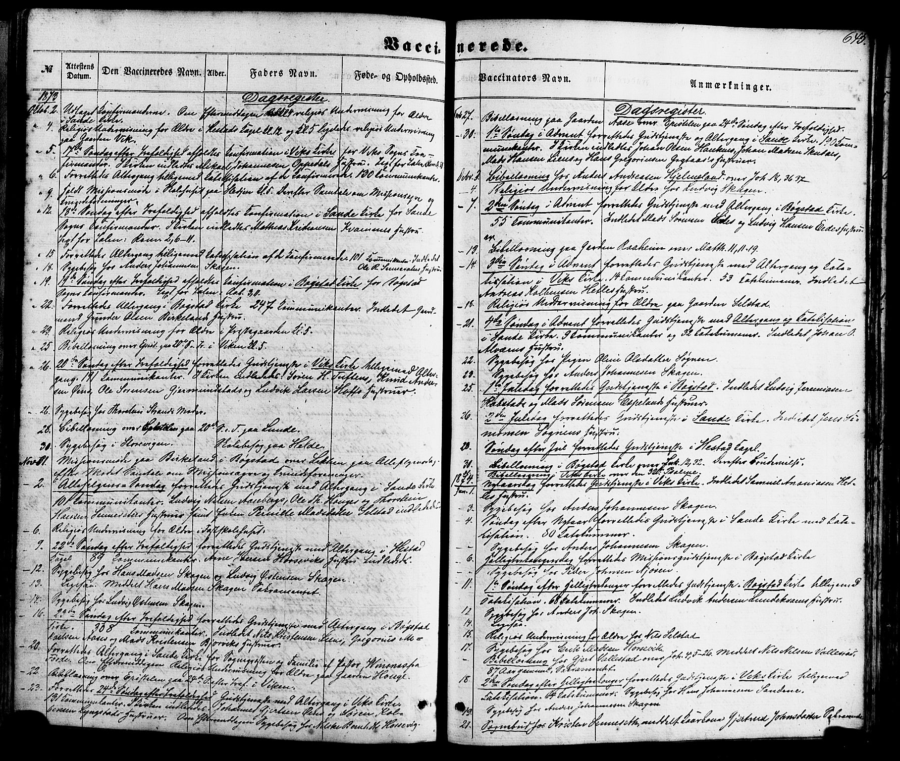 Gaular sokneprestembete, SAB/A-80001/H/Haa: Parish register (official) no. A 5, 1860-1881, p. 645