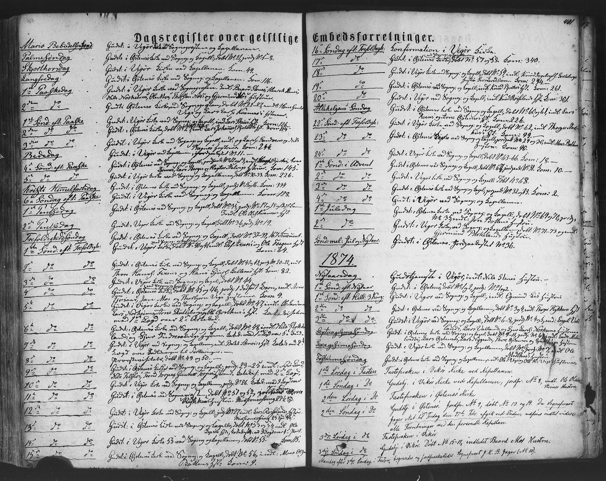 Kvam sokneprestembete, AV/SAB-A-76201/H/Haa: Parish register (official) no. A 9, 1864-1879, p. 401