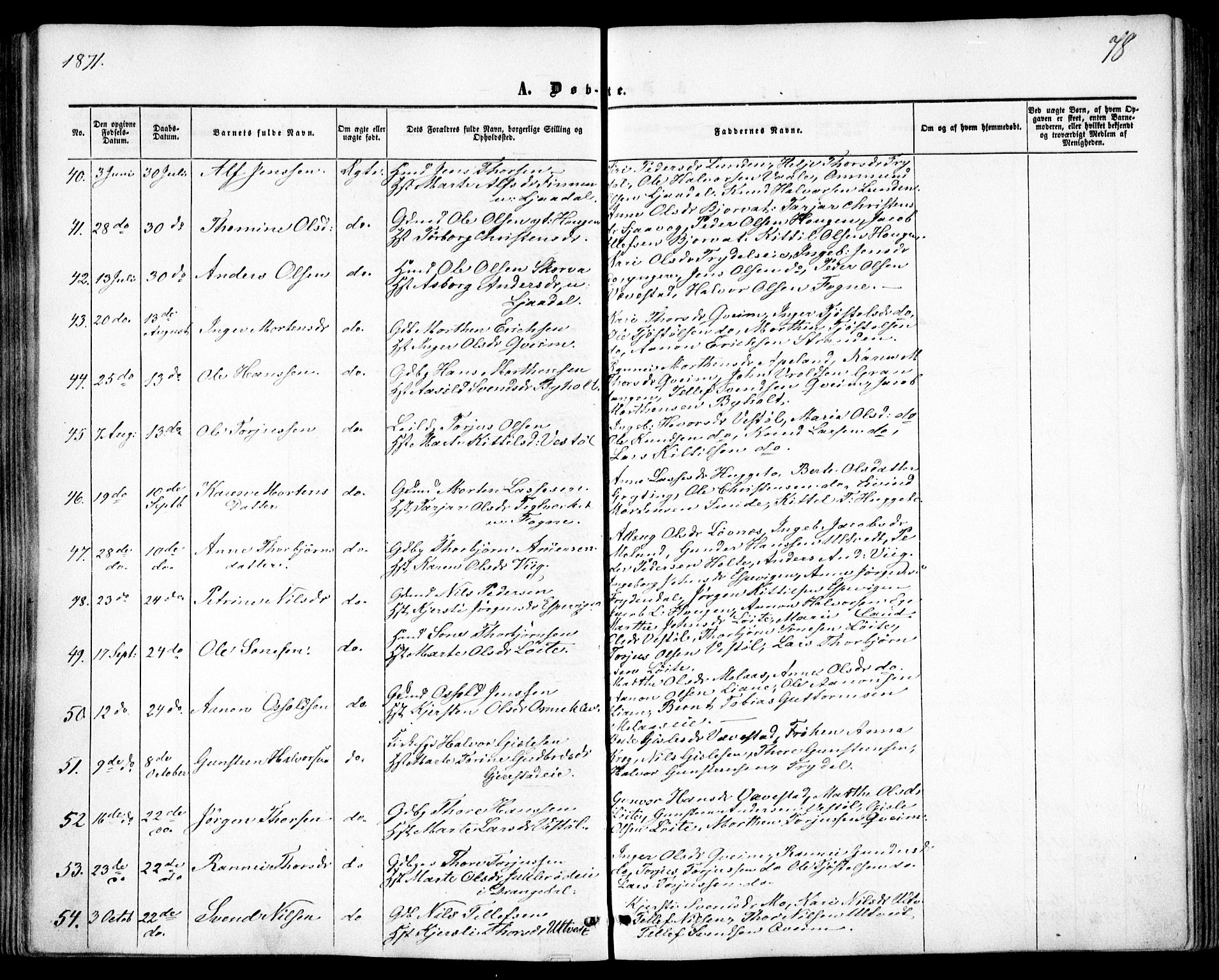 Gjerstad sokneprestkontor, AV/SAK-1111-0014/F/Fa/Faa/L0007: Parish register (official) no. A 7, 1858-1875, p. 78