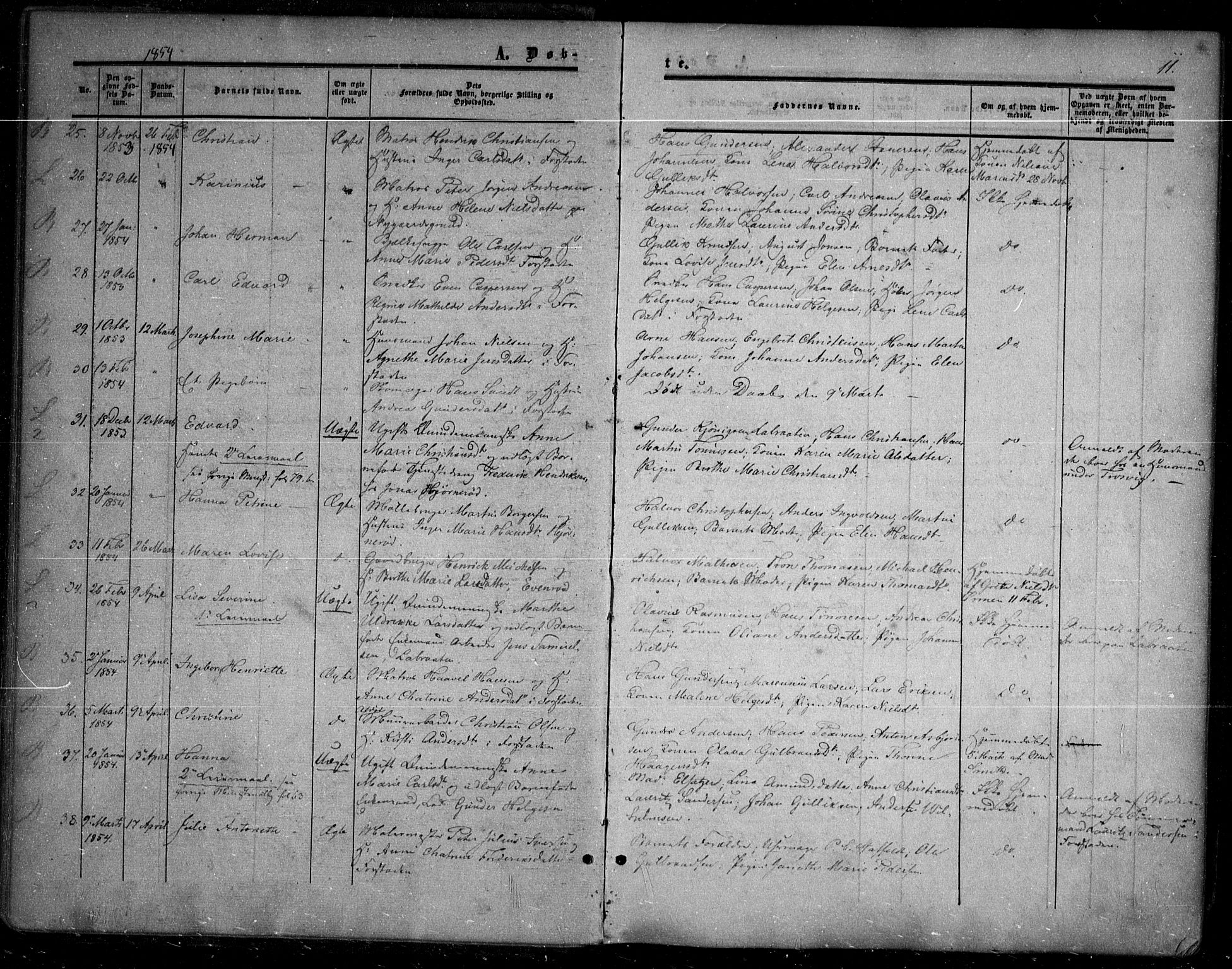 Glemmen prestekontor Kirkebøker, SAO/A-10908/F/Fa/L0007: Parish register (official) no. 7, 1853-1862, p. 11