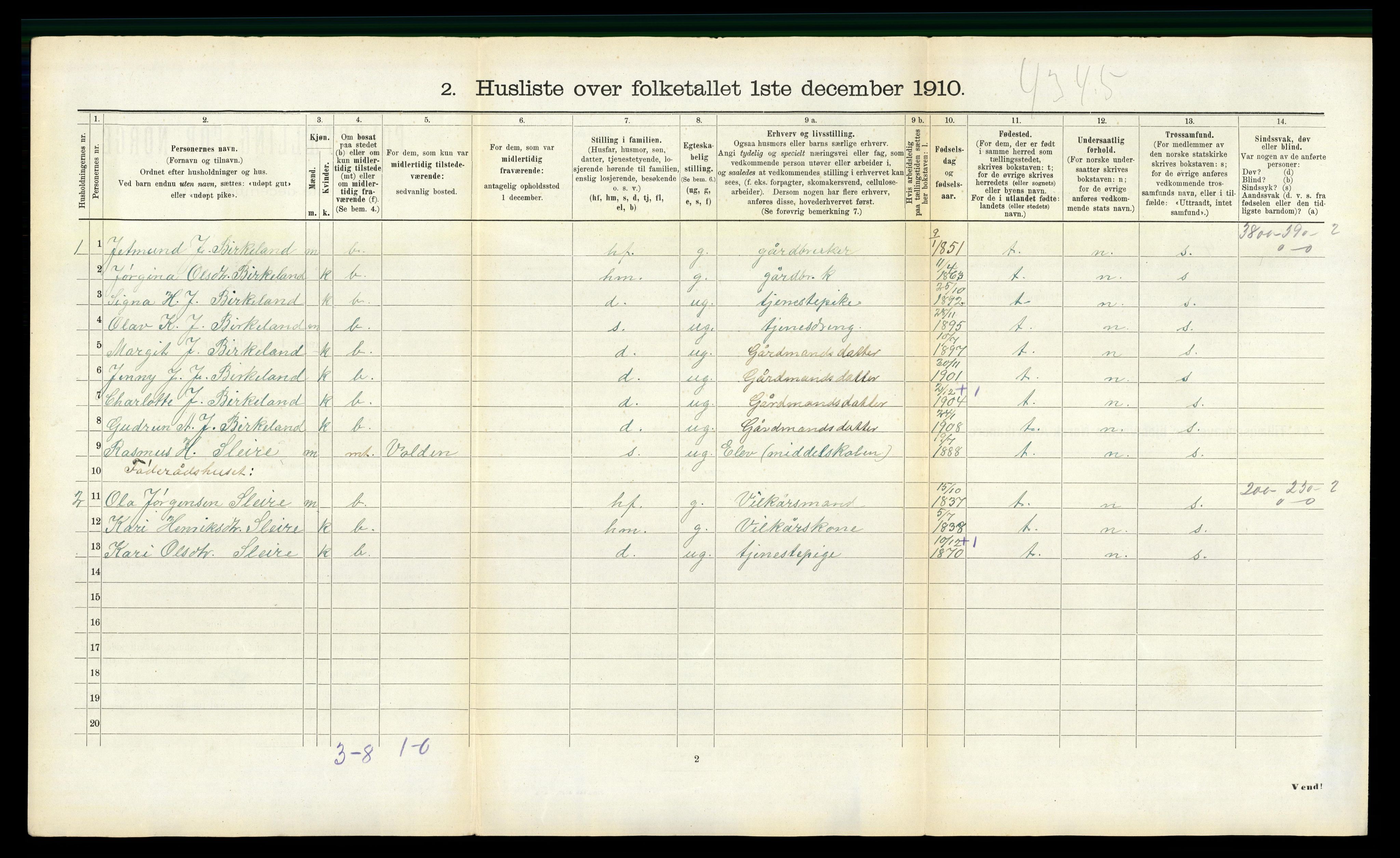 RA, 1910 census for Masfjorden, 1910, p. 113