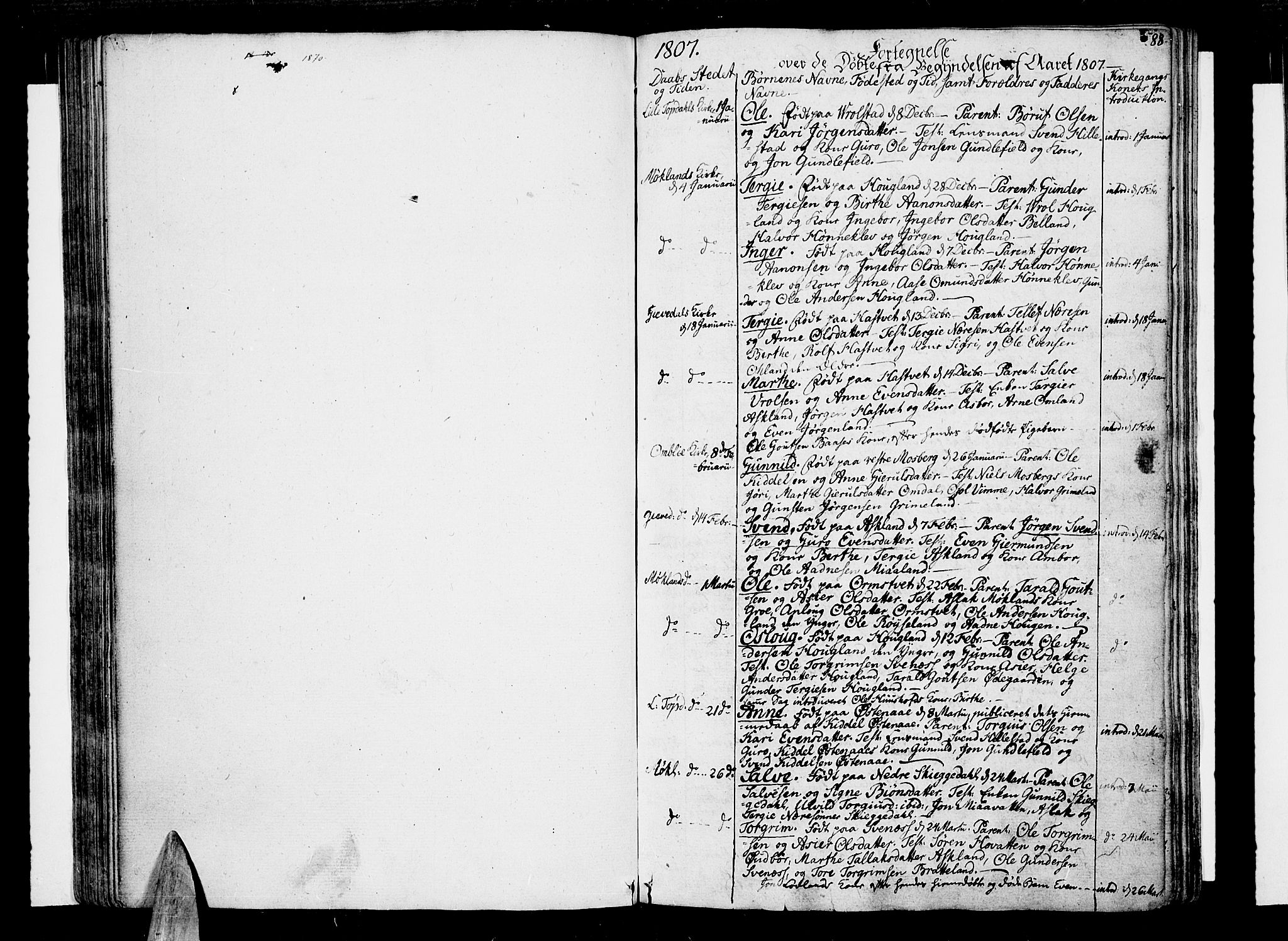 Åmli sokneprestkontor, SAK/1111-0050/F/Fa/Fac/L0005: Parish register (official) no. A 5, 1796-1816, p. 88