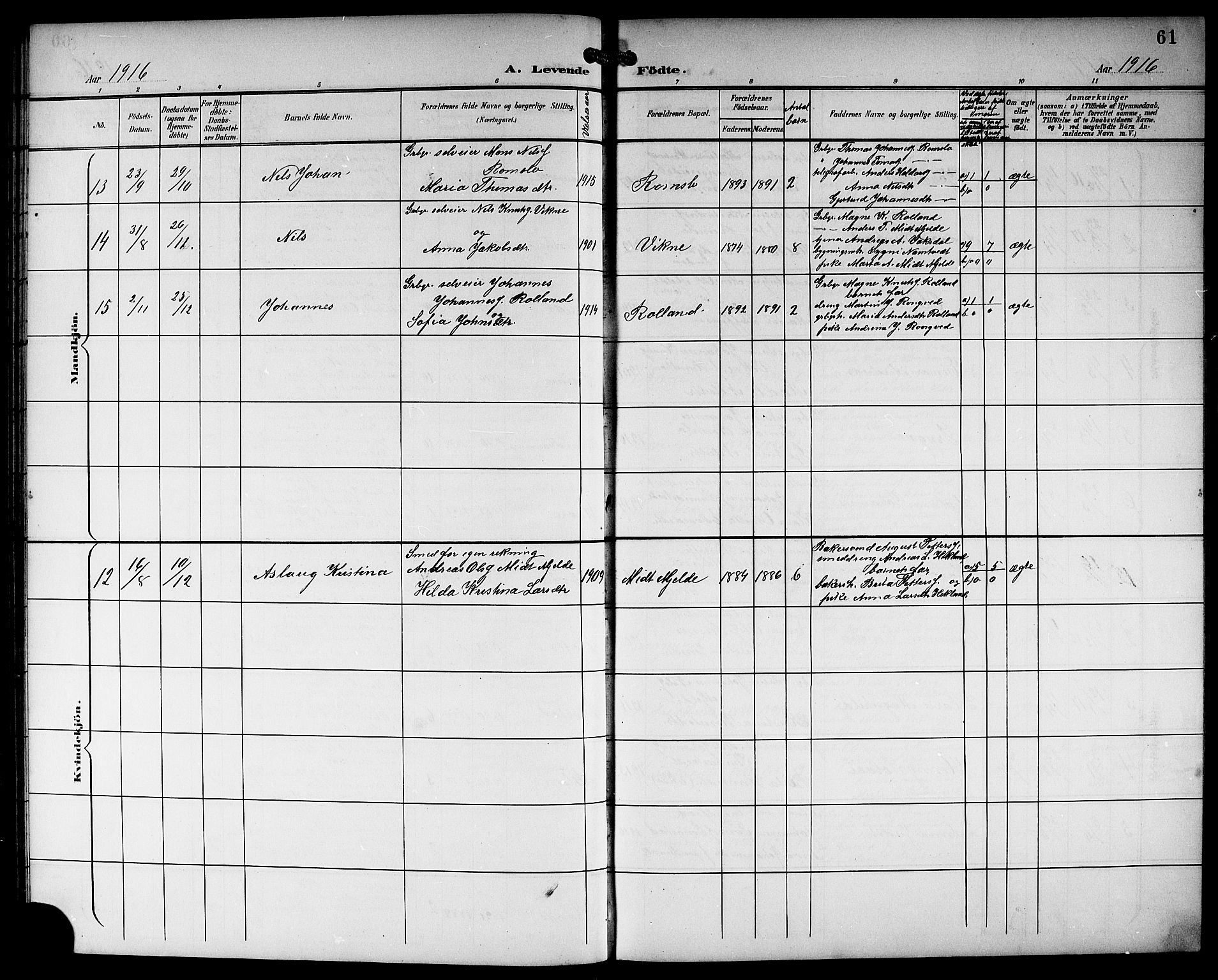 Haus sokneprestembete, AV/SAB-A-75601/H/Hab: Parish register (copy) no. B 4, 1900-1921, p. 61