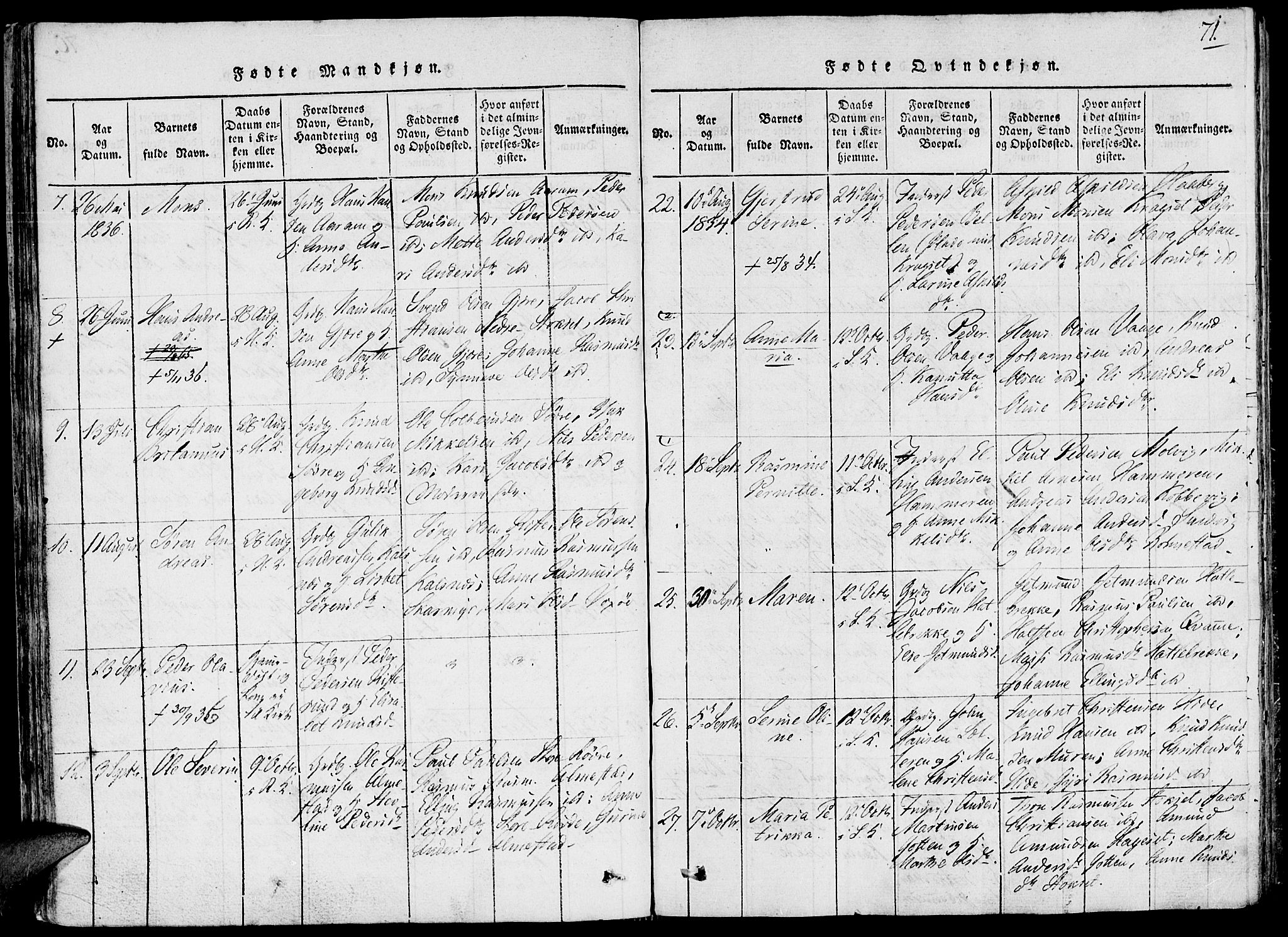 Ministerialprotokoller, klokkerbøker og fødselsregistre - Møre og Romsdal, AV/SAT-A-1454/503/L0033: Parish register (official) no. 503A01, 1816-1841, p. 71