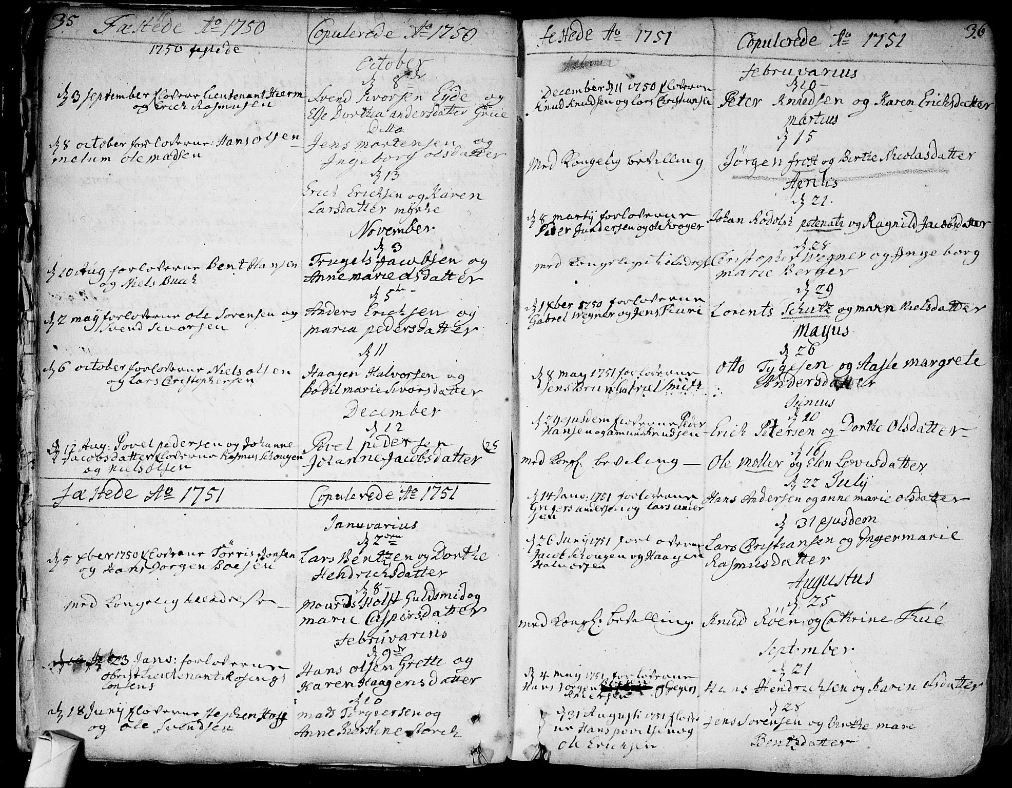 Bragernes kirkebøker, AV/SAKO-A-6/F/Fa/L0004: Parish register (official) no. I 4, 1734-1759, p. 35-36