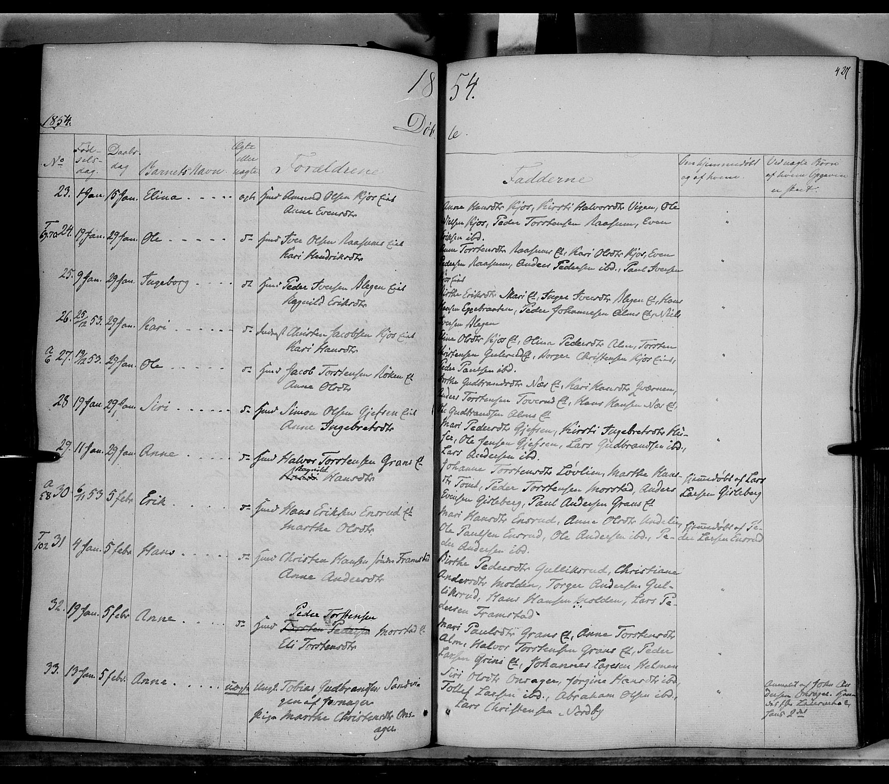Gran prestekontor, SAH/PREST-112/H/Ha/Haa/L0011: Parish register (official) no. 11, 1842-1856, p. 426-427