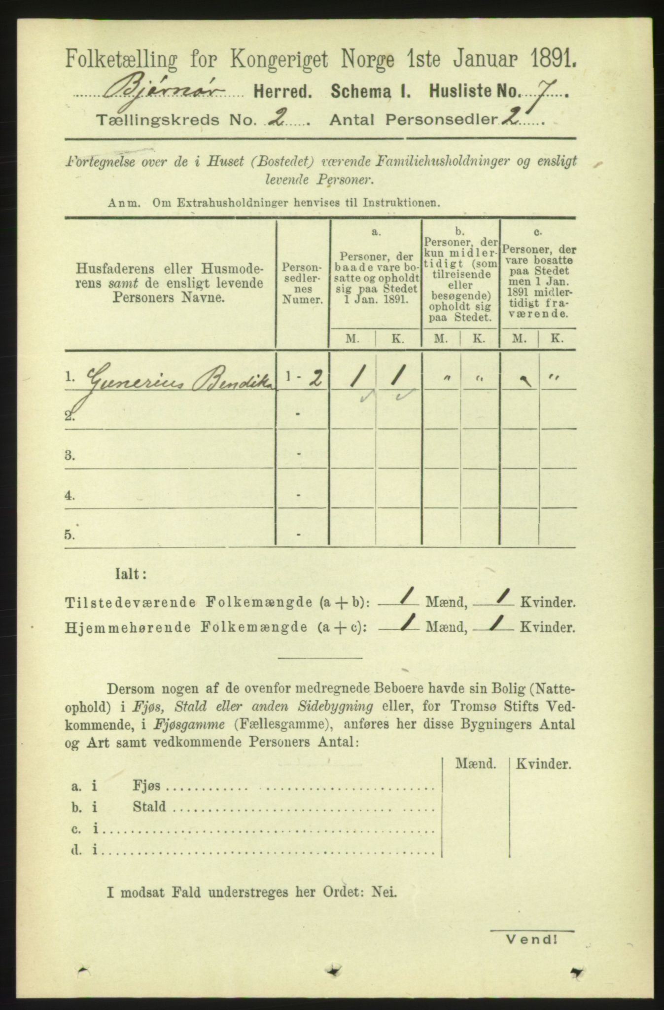 RA, 1891 census for 1632 Bjørnør, 1891, p. 561