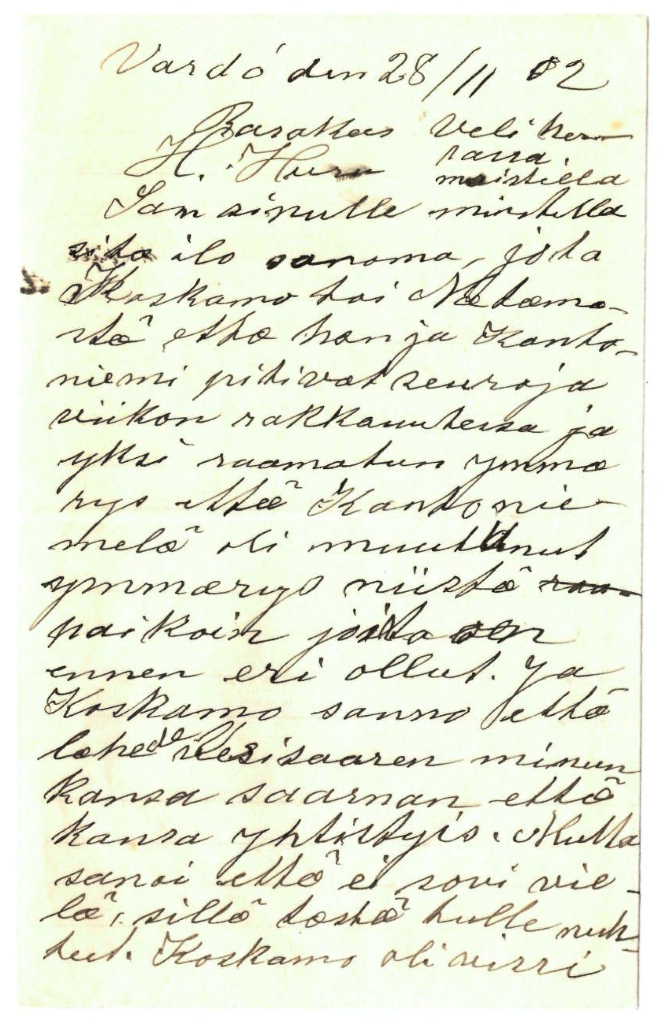 Elise Balos brevsamling, FMFB/A-1082/F/Fa/L0016: Brev fra Syrjänen til K. Huru , 1902