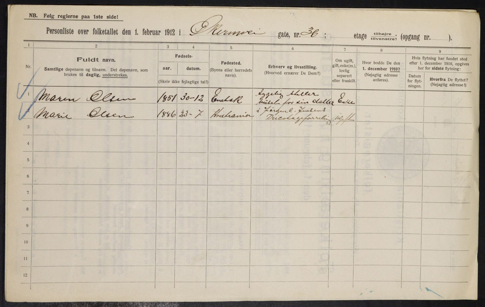 OBA, Municipal Census 1912 for Kristiania, 1912, p. 128890