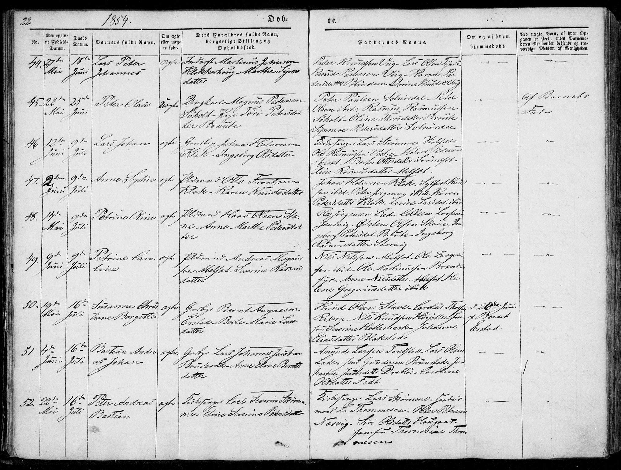 Ministerialprotokoller, klokkerbøker og fødselsregistre - Møre og Romsdal, AV/SAT-A-1454/522/L0313: Parish register (official) no. 522A08, 1852-1862, p. 22