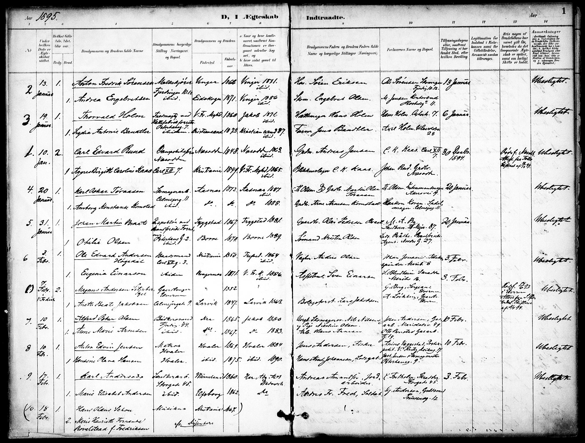 Jakob prestekontor Kirkebøker, SAO/A-10850/F/Fa/L0006: Parish register (official) no. 6, 1895-1908, p. 1