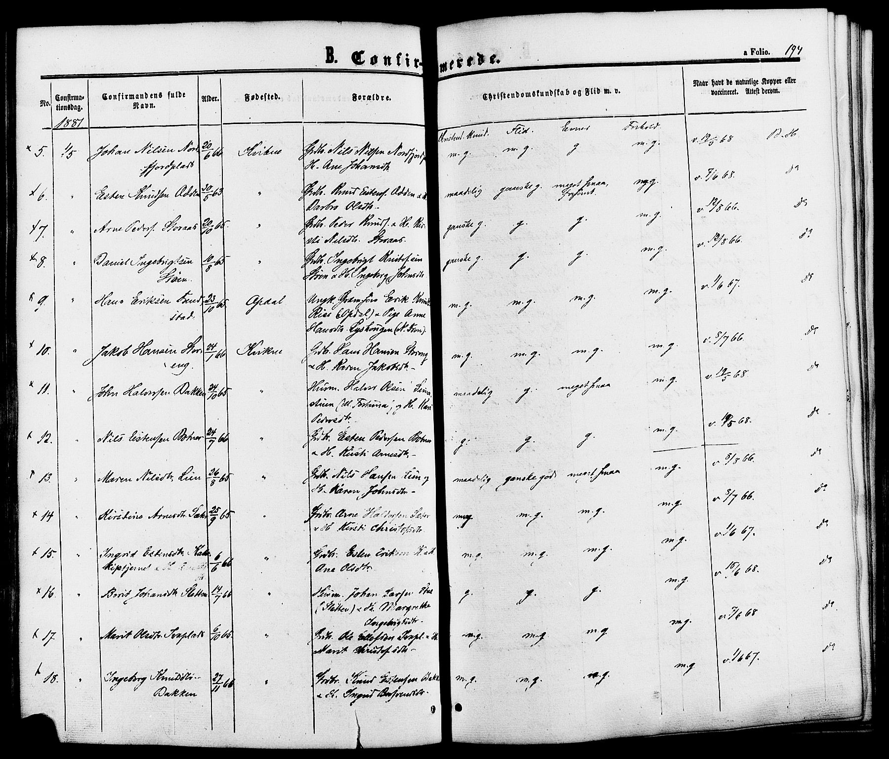 Kvikne prestekontor, AV/SAH-PREST-064/H/Ha/Haa/L0006: Parish register (official) no. 6, 1863-1886, p. 194