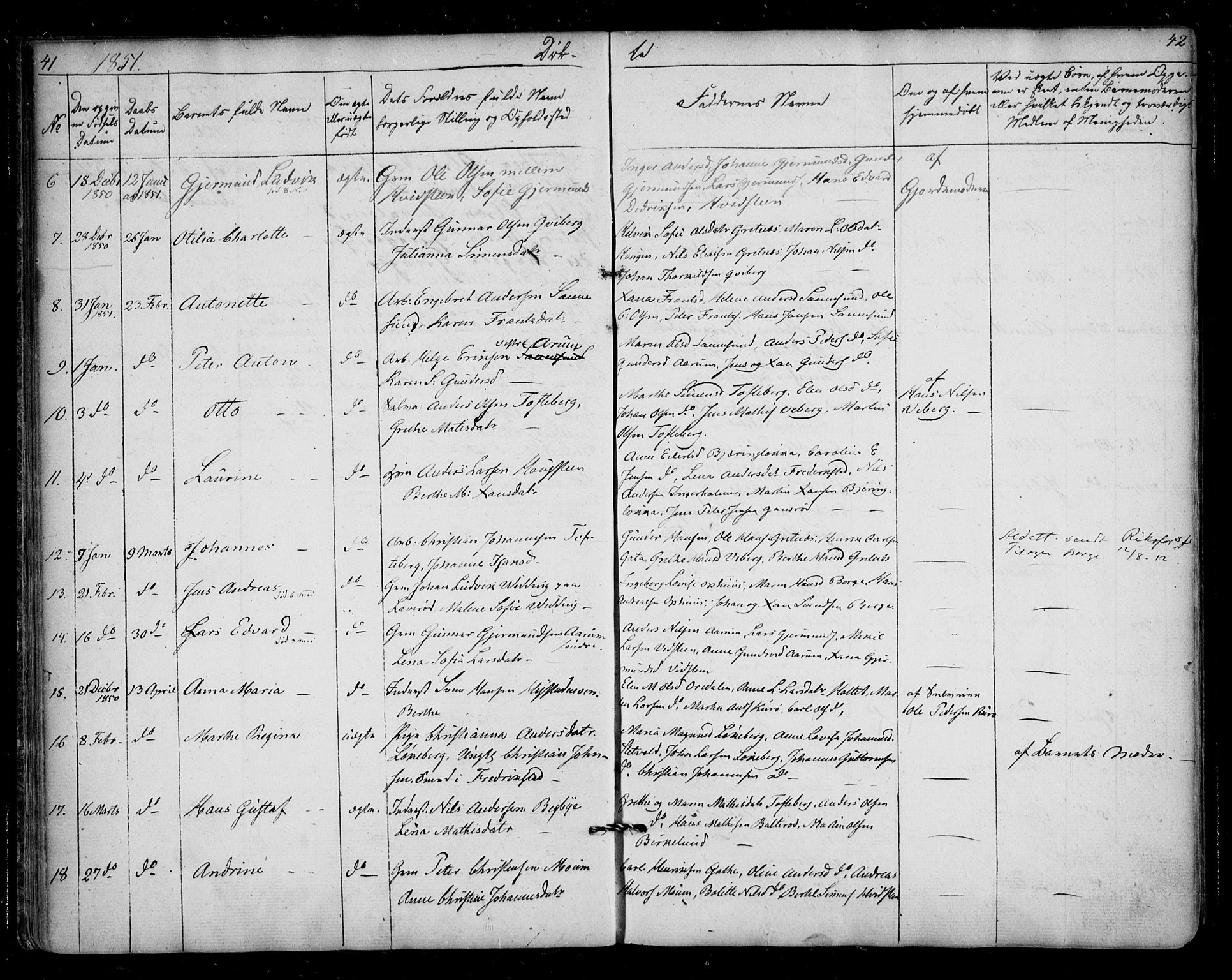 Borge prestekontor Kirkebøker, AV/SAO-A-10903/F/Fa/L0005: Parish register (official) no. I 5, 1848-1860, p. 41-42