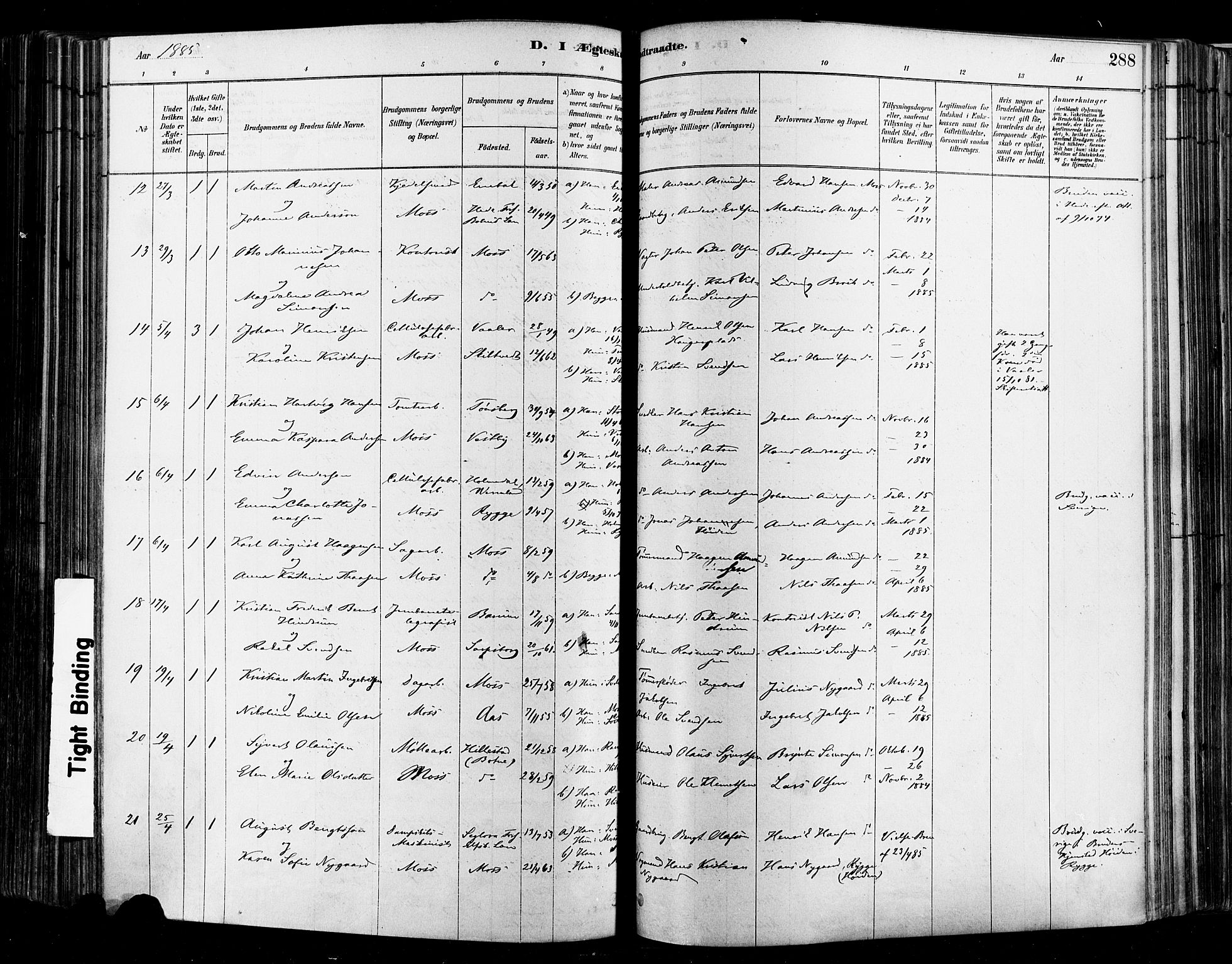 Moss prestekontor Kirkebøker, AV/SAO-A-2003/F/Fb/L0001: Parish register (official) no. II 1, 1878-1886, p. 288