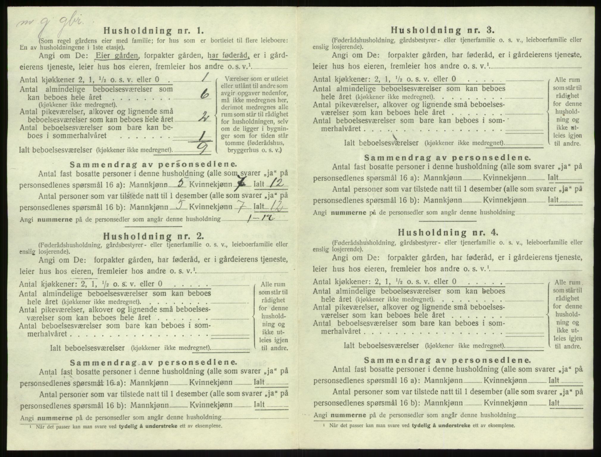 SAB, 1920 census for Solund, 1920, p. 564